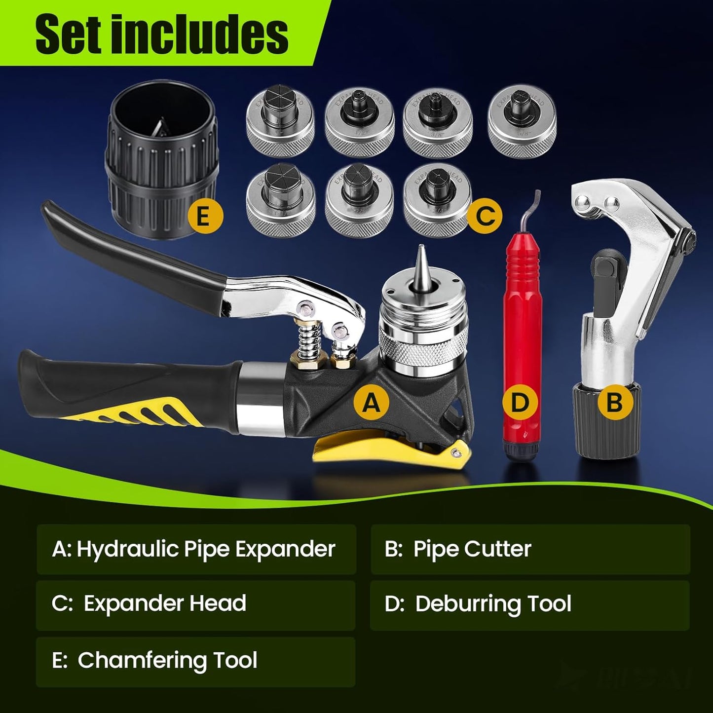 Super Stars Hydraulic Copper Tube Expander Kit – HVAC Swaging Tool with Tube Cutter, Deburring Tool
