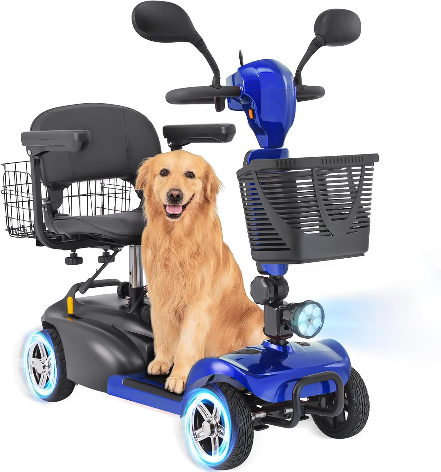 4 Wheel Mobility Scooter for Seniors&Adults - Up to 15 Miles Range,Foldable Powered Electric Wheelchair Device w/600WH Battery,Only 58 lb Weight, Dual Basket, 300 lb Capacity, Compact