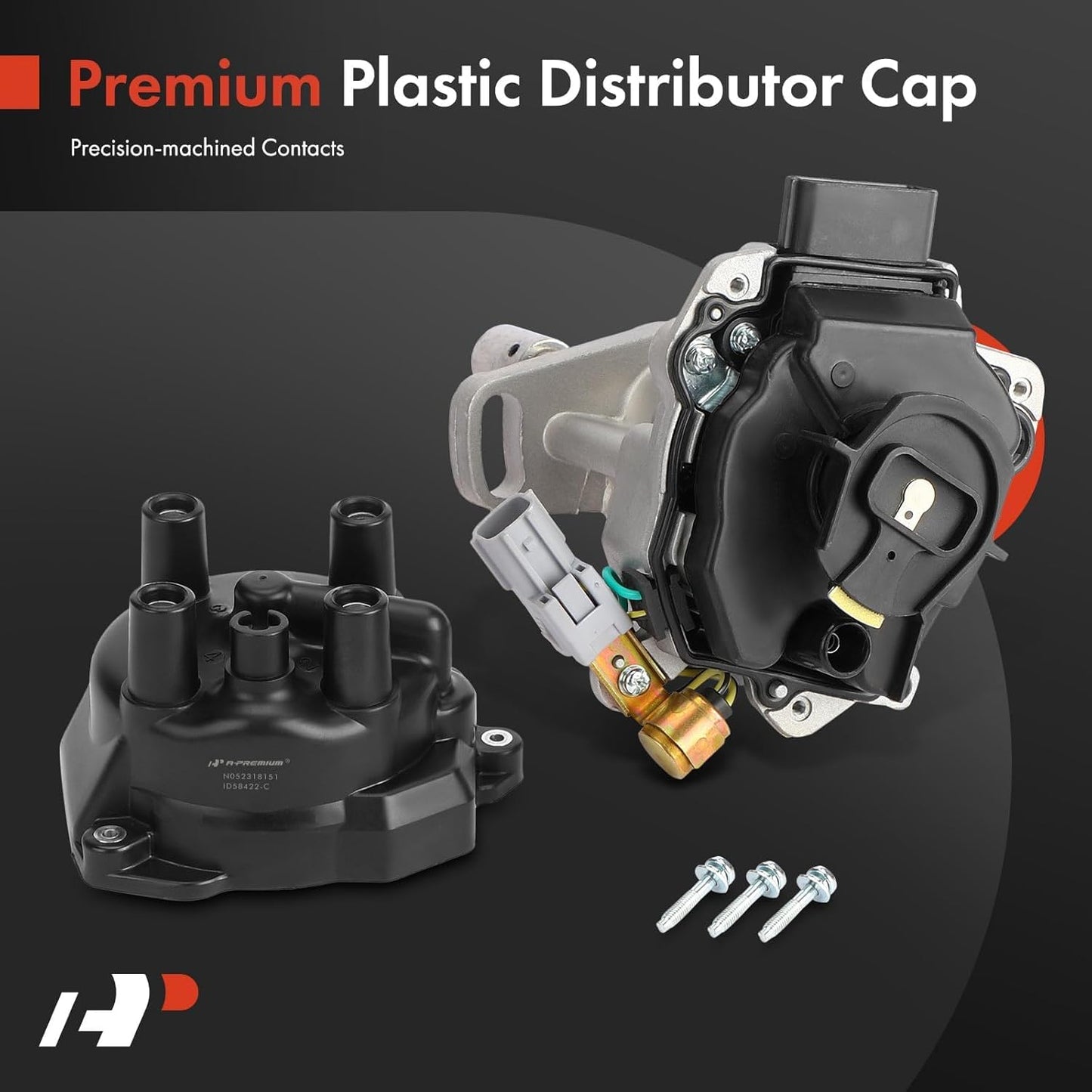 A-Premium Ignition Distributor with Cap and Rotor Compatible with Nissan Pickup 1996-1997 2.4L