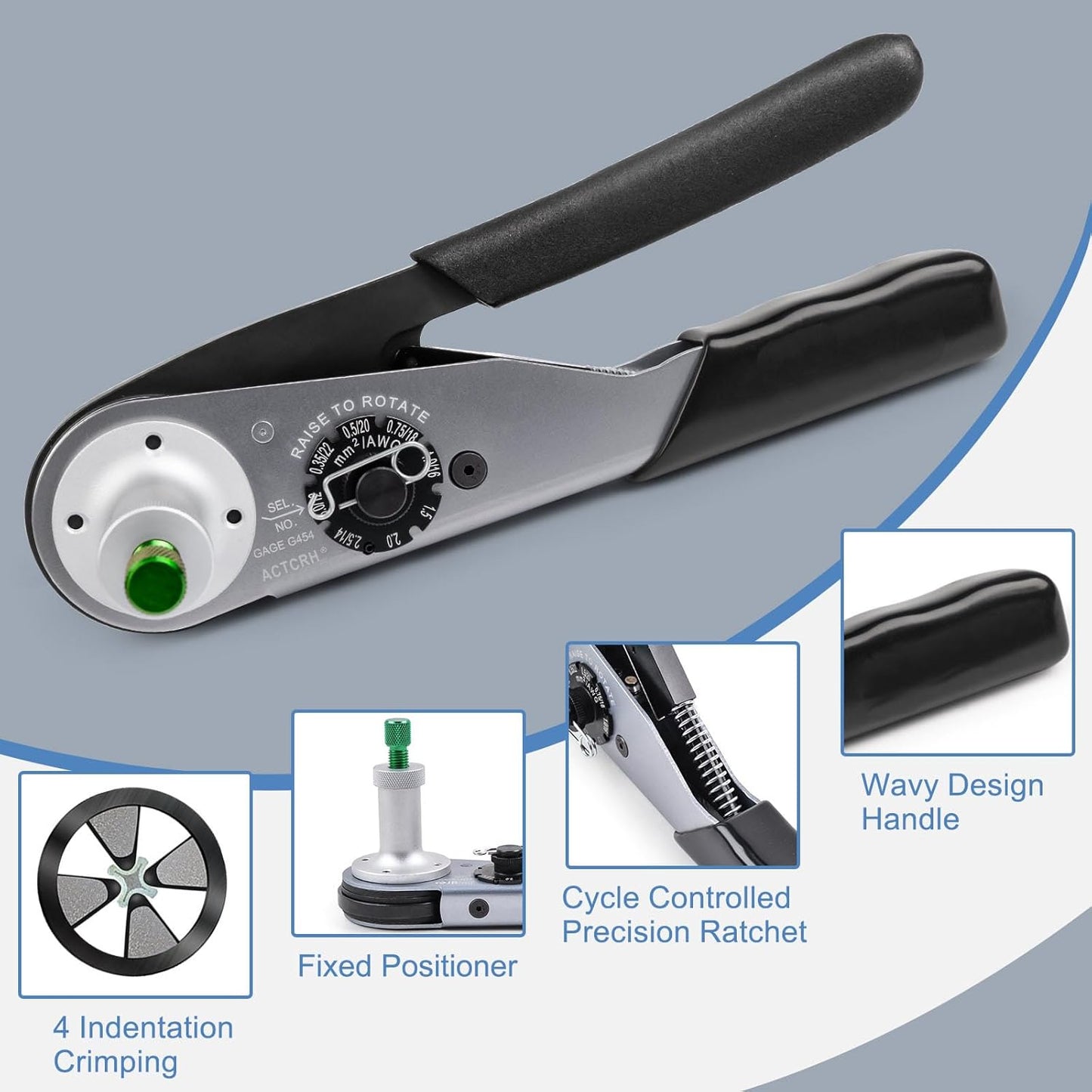 ACT-M202 Deutsch Crimp Tool for DTP, DT, DTM Connectors, Size 12, 16, 20 Solid Contacts,Deutsch Crimper Wire Range 12-22AWG,Equivalent to HDT-48-00
