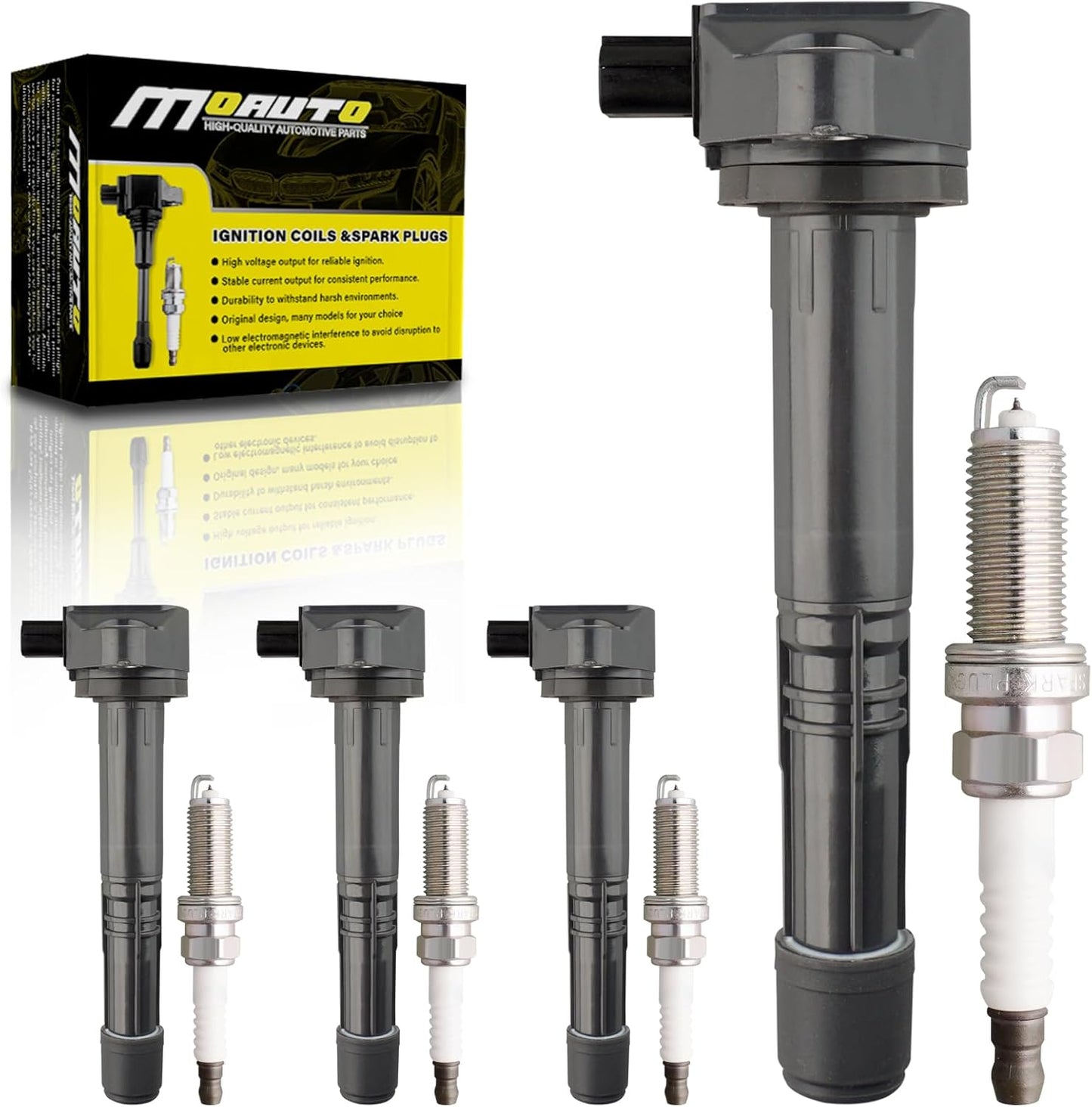 Set of 4 Ignition Coils Pack UF747 22433AA700 & 4 PCS Iridium Spark Plugs Compatible with Subaru XV Crosstrek Forester Legacy Outback - 2.0L 2.5L H4