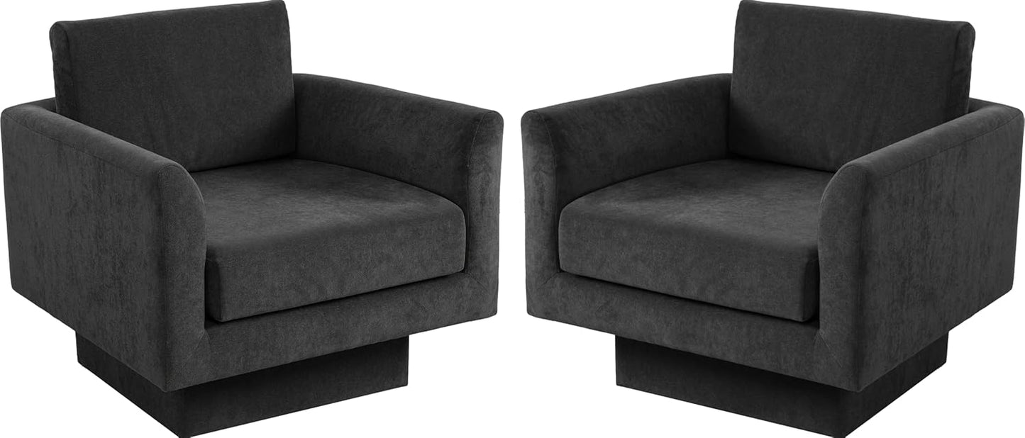 Swivel Accent Chair Set of 2, Modern Swivel Barrel Chair Sofa, Wide Upholstered Armchair with Back Pillow for Living Room, Reading Nook, Bedroom-Cream