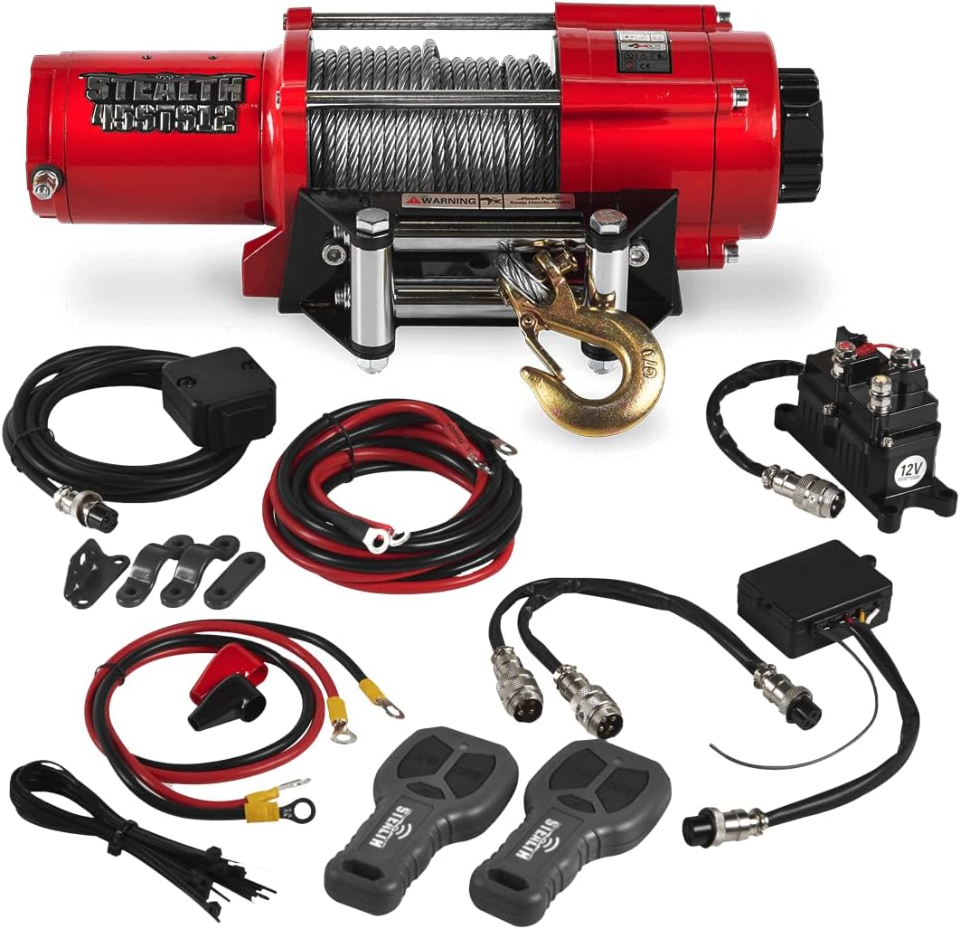 Stealth Winches 3500 lb 12V Electric Winch for ATV UTV Jeep Truck Trailer Car Towing Vehicle Recovery, Portable Heavy Duty Off Road Winch with Remote Kit, Steel Rope, Roller Fairlead & Mounting Plate