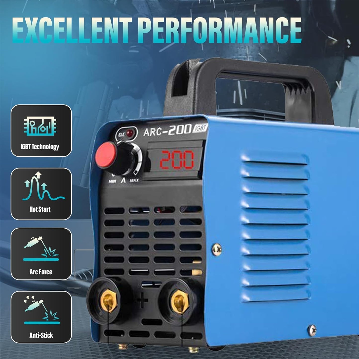 ARC Welder, 200Amp 110V Welding Machine IGBT Inverter Hot Start Portable Welder With LCD Display, Fits 4.2 MM Welding Rod Equipment With Accessories