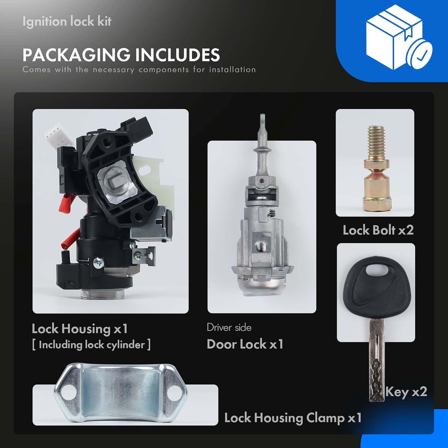 81905-2T040 Ignition Lock Switch Assembly with Door Lock Cylinder & Keys Fit for Kia Optima 2011-2015, Ignition Lock Cylinder with Housing Replace# 81970-2TA00, 81900-2TD00