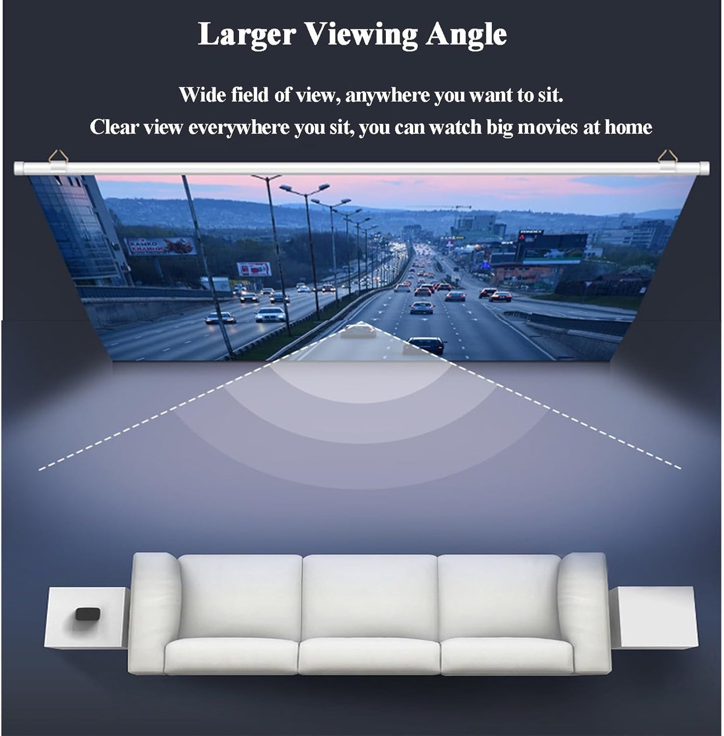 60/72/84INCH Manual Pull Down White Projector Screen with Slow Retract Mechanism, Retractable Folding Home Theater, Auto-Locking Ultra HD for Movie Office Game(84in,4:3)