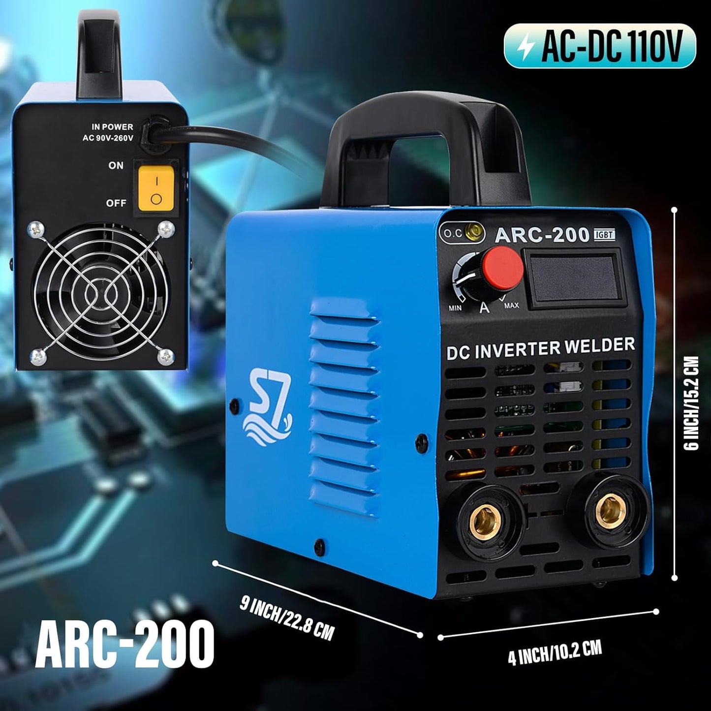 ARC Welder, 200Amp 110V Welding Machine IGBT Inverter Hot Start Portable Welder With LCD Display, Fits 4.2 MM Welding Rod Equipment With Accessories