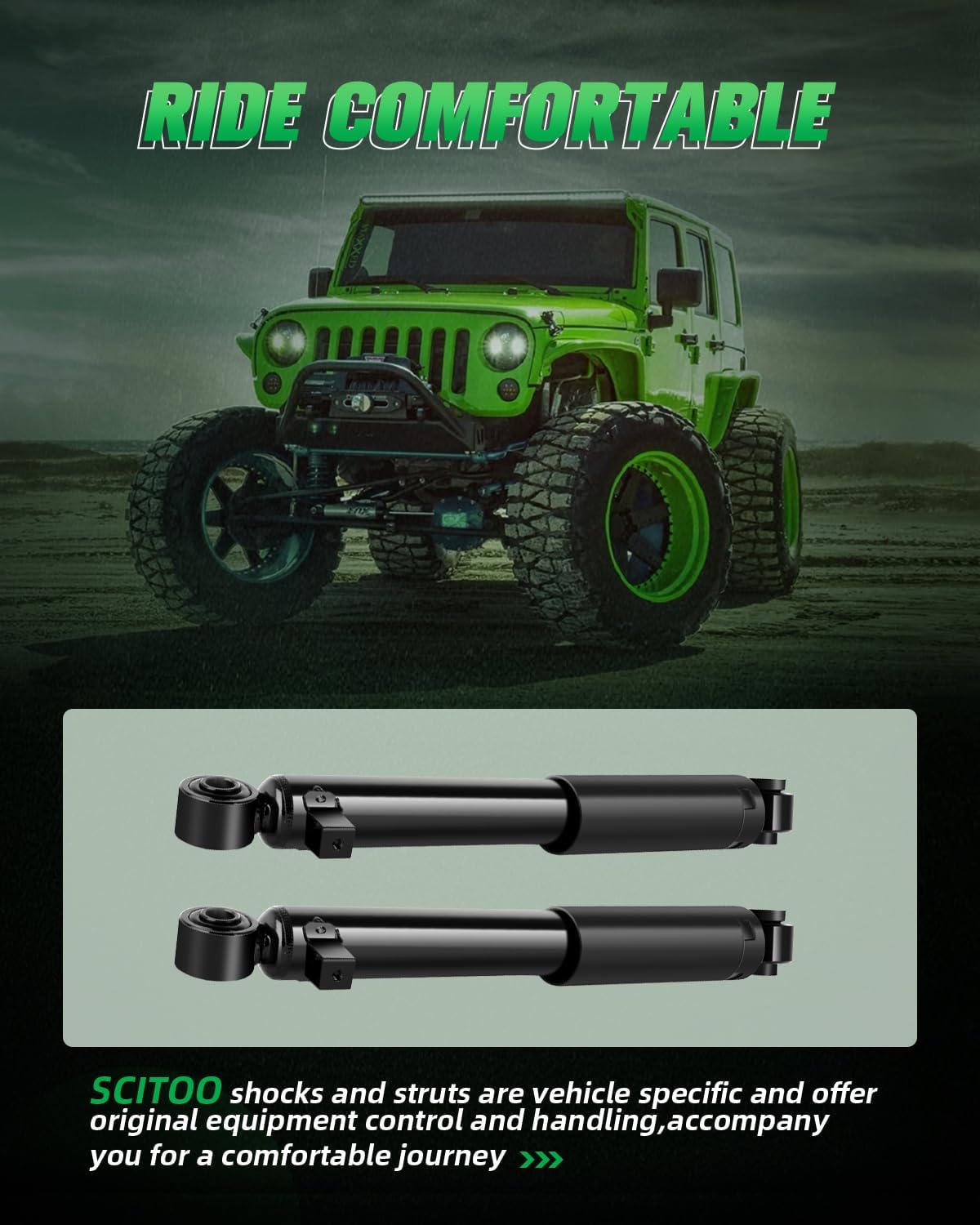 SCITOO Rear Pair Shock Absorbers Struts Compatible with 2007-2012 for Hyundai for Santa Fe 2007-2012 for Veracruz, 2011-2013 for Kia for Sorento, Replace 344500 37322 Automotive Shocks