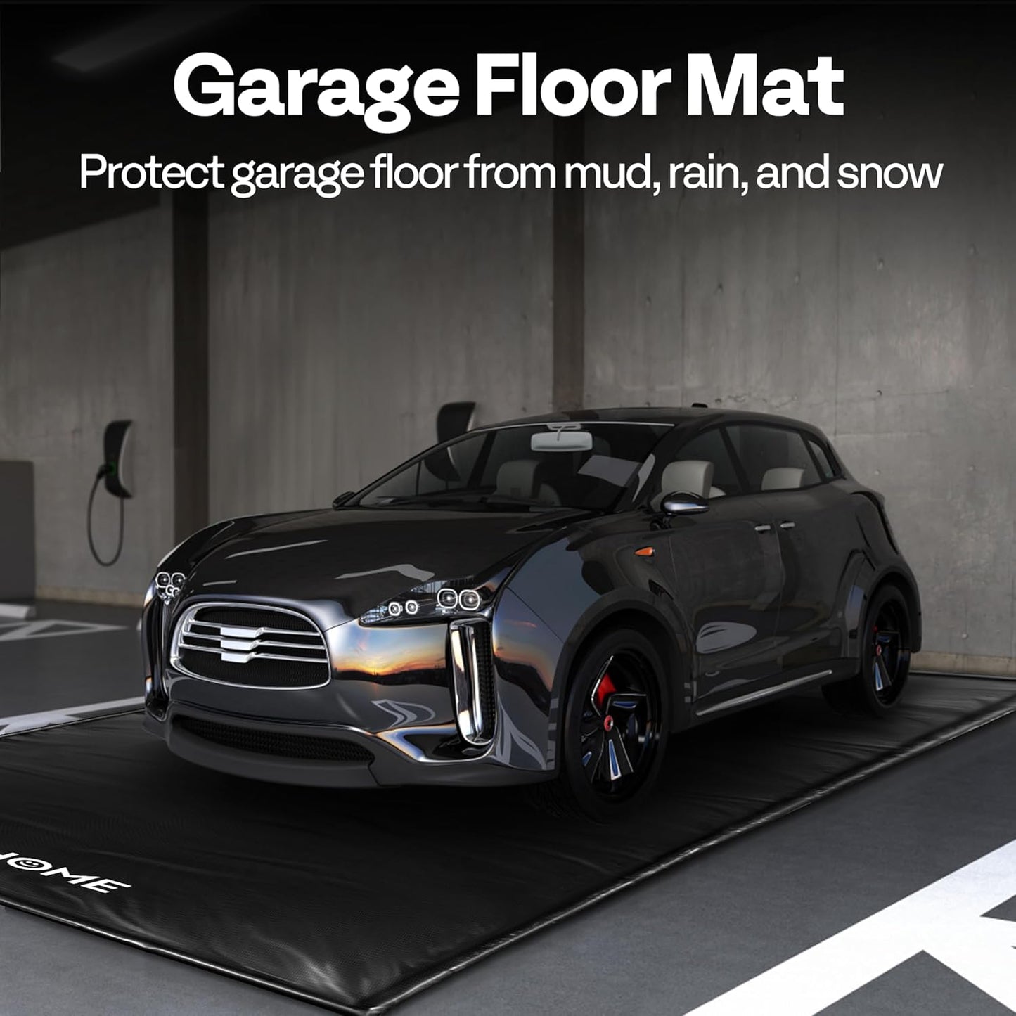 VIVOHOME Containment Mat (8'6" x 20') with Stay Put Corner, PVC Garage Floor Mats, Heavy Duty Garage Parking Mat with a Squeegee