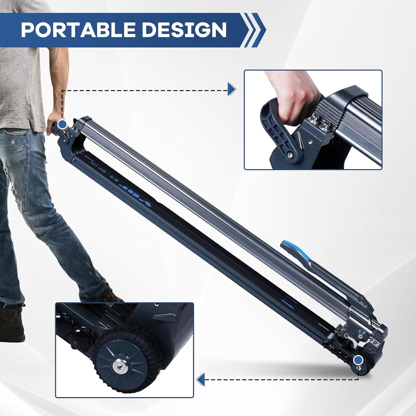 "YJINGRUI Manual Tile Cutter 48 inch, Tile Cutting Machine, Large Porcelain Tile Tools with Transport Handle and Wheels"