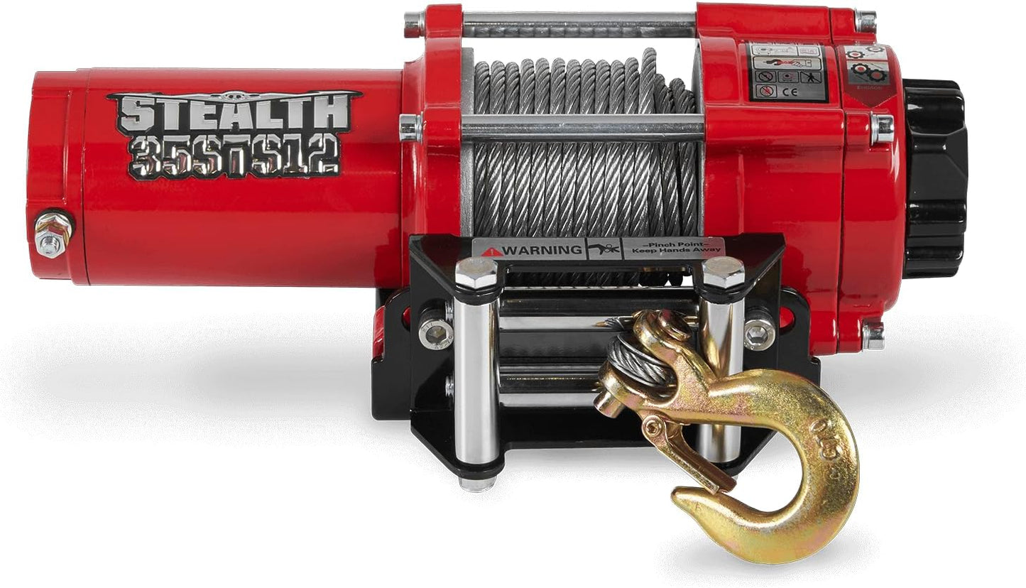 Stealth Winches 3500 lb 12V Electric Winch for ATV UTV Jeep Truck Trailer Car Towing Vehicle Recovery, Portable Heavy Duty Off Road Winch with Remote Kit, Steel Rope, Roller Fairlead & Mounting Plate