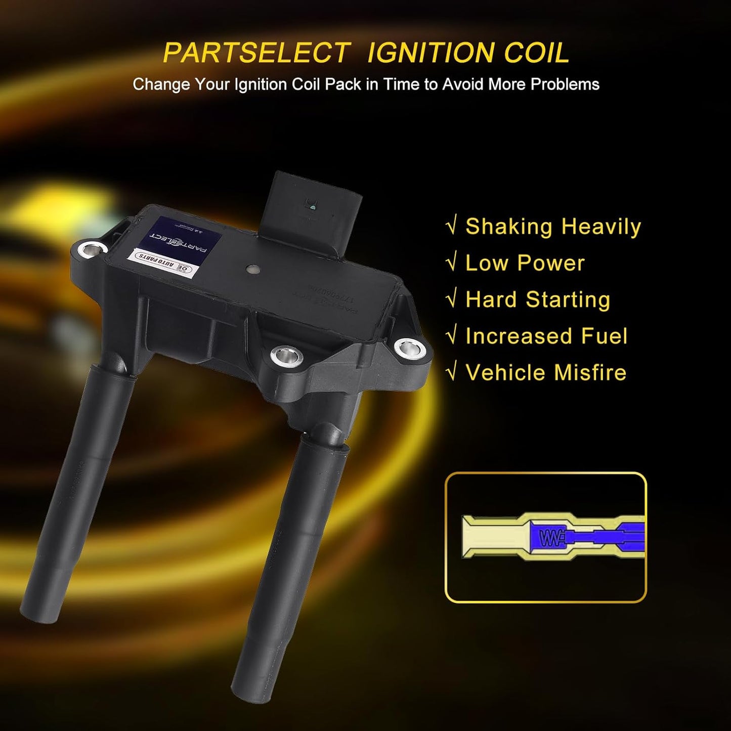 1PC Ignition Coil Pack UF810 Replacement for Mercedes-Benz AMG S63 S560 E63 C63 GT GT63 G550 Aston Martin DB11 Maybach S560 4.0T V8 M178 M176 M177 W213 W463 W222 1779060500