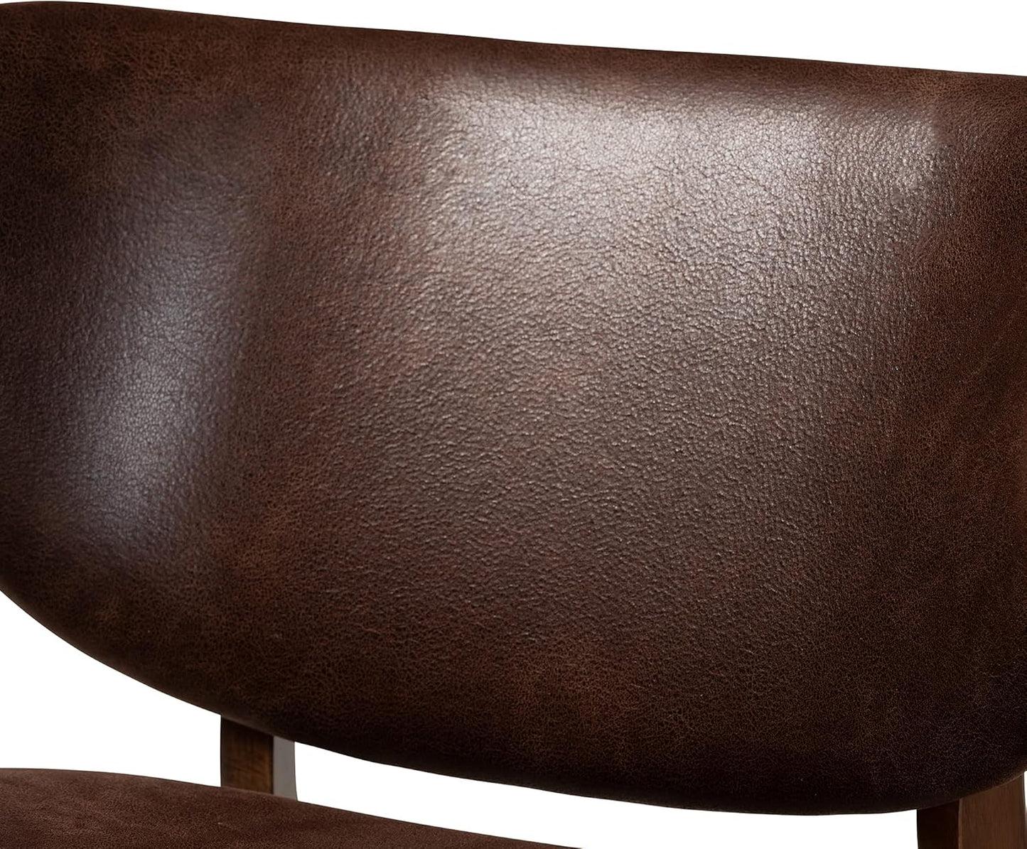 Baxton Studio Marcos Mid-Century Modern Dark Brown Faux Leather Effect and Walnut Brown Finished Wood Living Room Accent Chair
