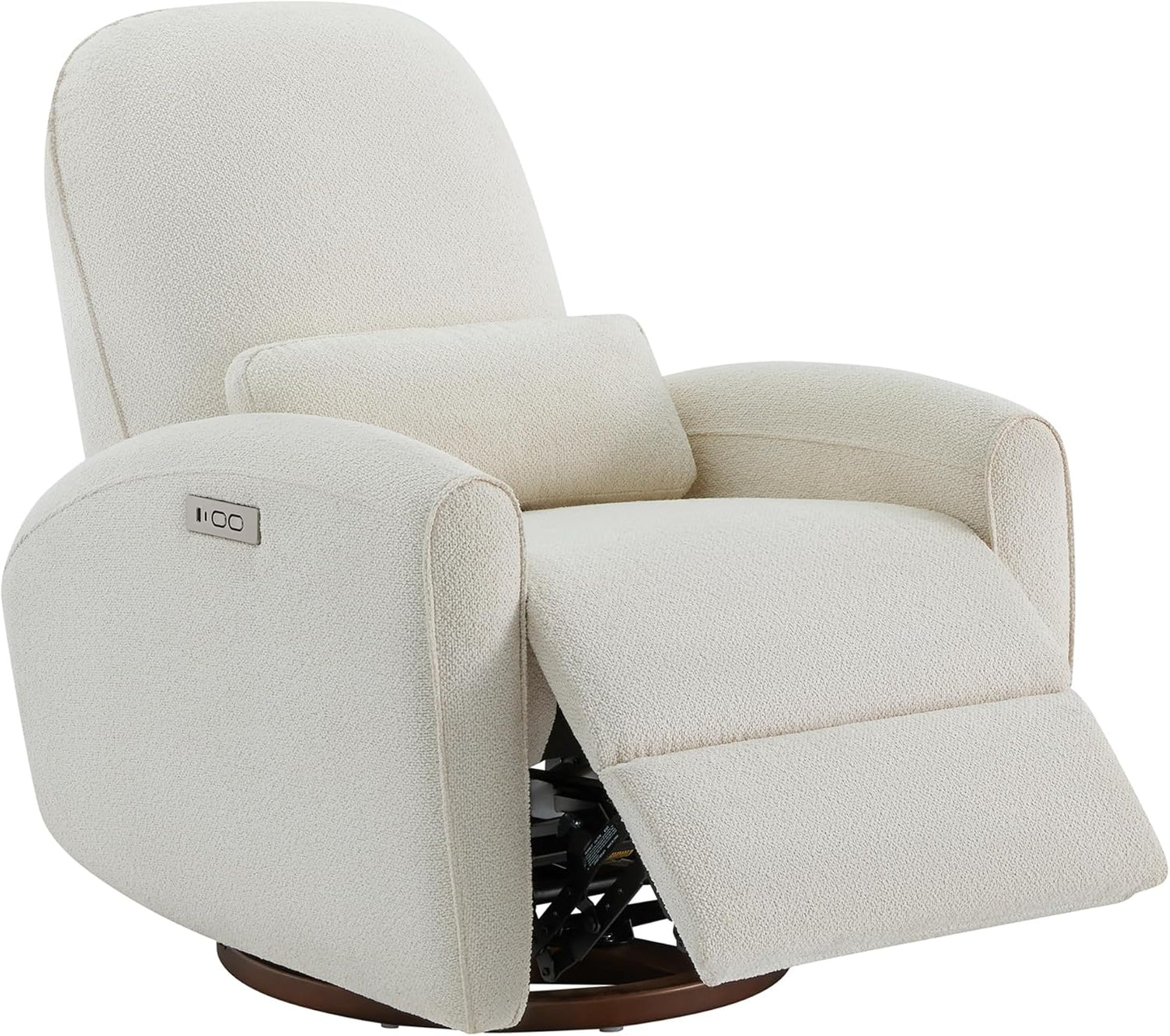 Watson & Whitely Power Recliner Chairs, Swivel Nursery Recliner Glider with Pillow Lumbar Support & Solid Wood Base for Living Room, Cream