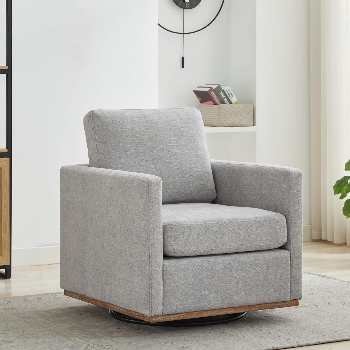 Sinzho & Wiyfun 30.7" W Upholstered Swivel Accent Chair Mid Century Modern Chenille Swivel Chairs for Living Room, Taupe