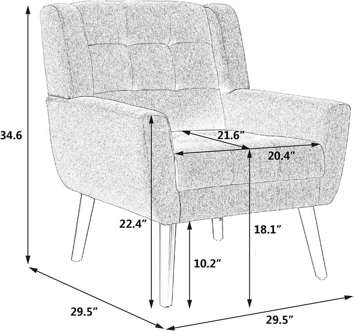Accent Armchair, Living Room Chairs with Curved Back, Velvet Cushion, 250 Lbs Weight Capacity Ergonomics Accent Chair, Upholstered Single Sofa for Bedroom Dark Gray As Shown