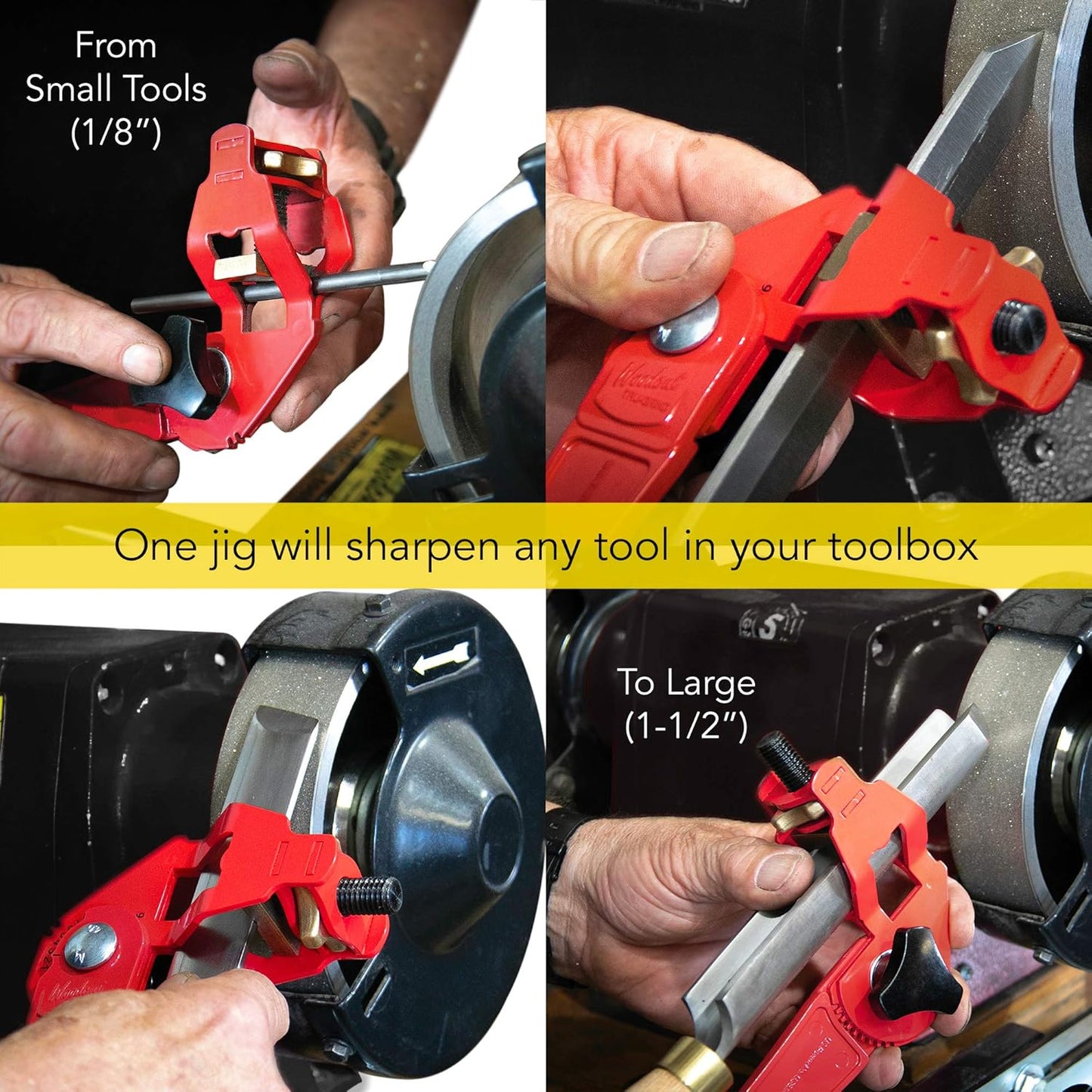 Tru-Grind Original Turning Tool Sharpener System including a Jig to Sharpen all Woodturning Tools up to 1-1/2" with Base Slide for Lathe Woodturning Tools
