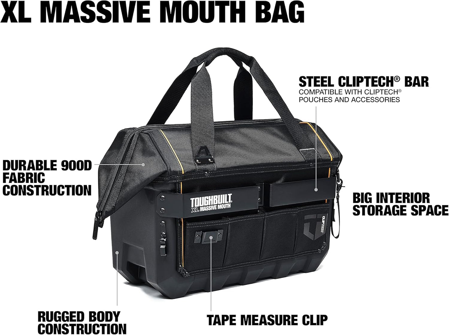 ToughBuilt - 20" Massive Mouth w/Waterproof Base - Durable and Rugged, Lockable, 22”x 14”x 11” - (TB-CT-62-20)