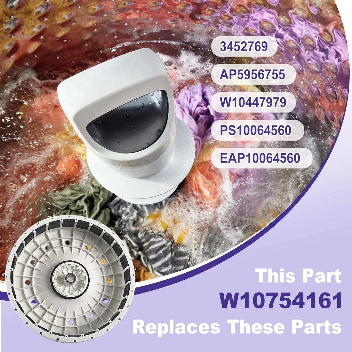 W10754161 Washer Rotor Compatible with Whirlpool Maytag Crosley Kenmore, Replacement Part W10447979 AP5956755 3452769 PS10064560 EAP10064560