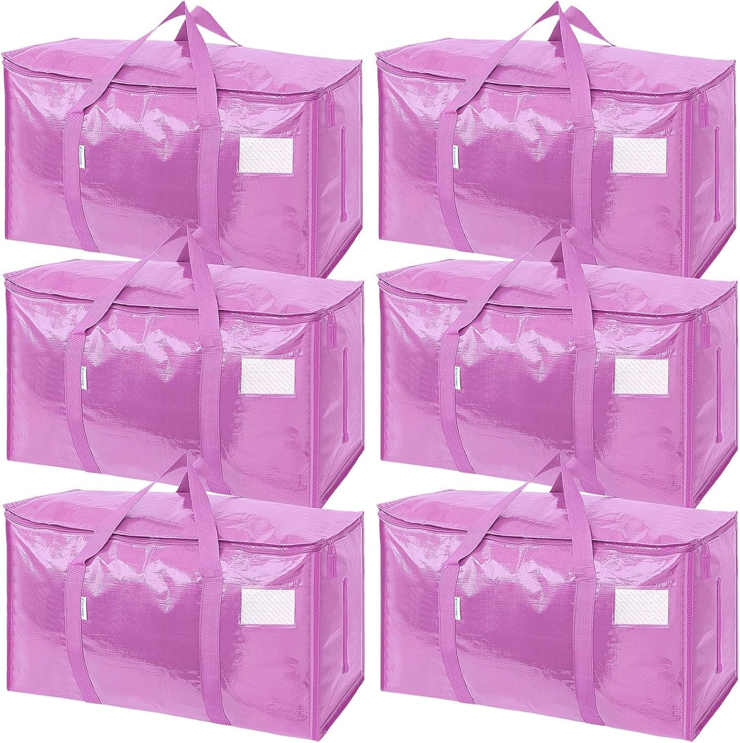 TICONN 6 Pack Extra Large Moving Bags with Zippers & Carrying Handles, Heavy-Duty Storage Tote Moving Boxes for Space Saving