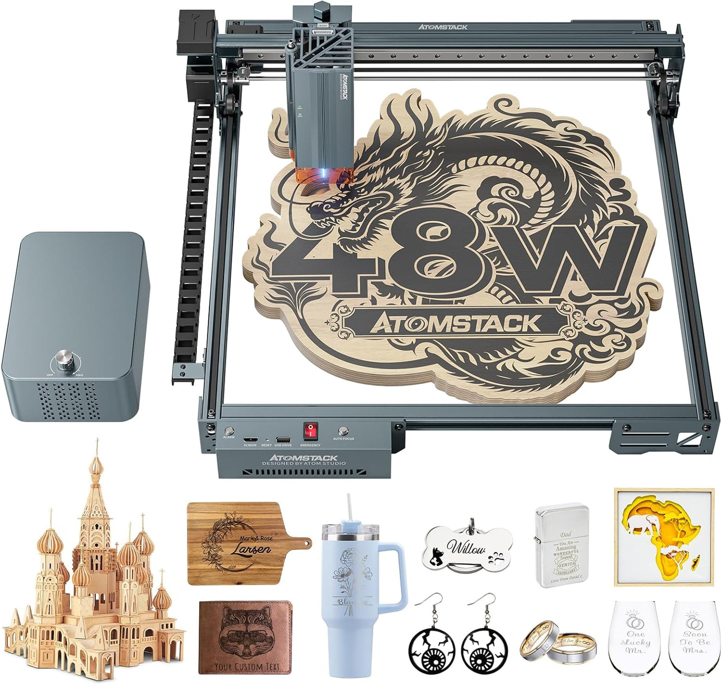 ATOMSTACK 10W Laser Engraver, A10 PRO V2 Laser Cutter, 0.06mm High Accuracy Laser Engraving Machine for Wood and Metal, Dark Acrylic, Glass, Leather