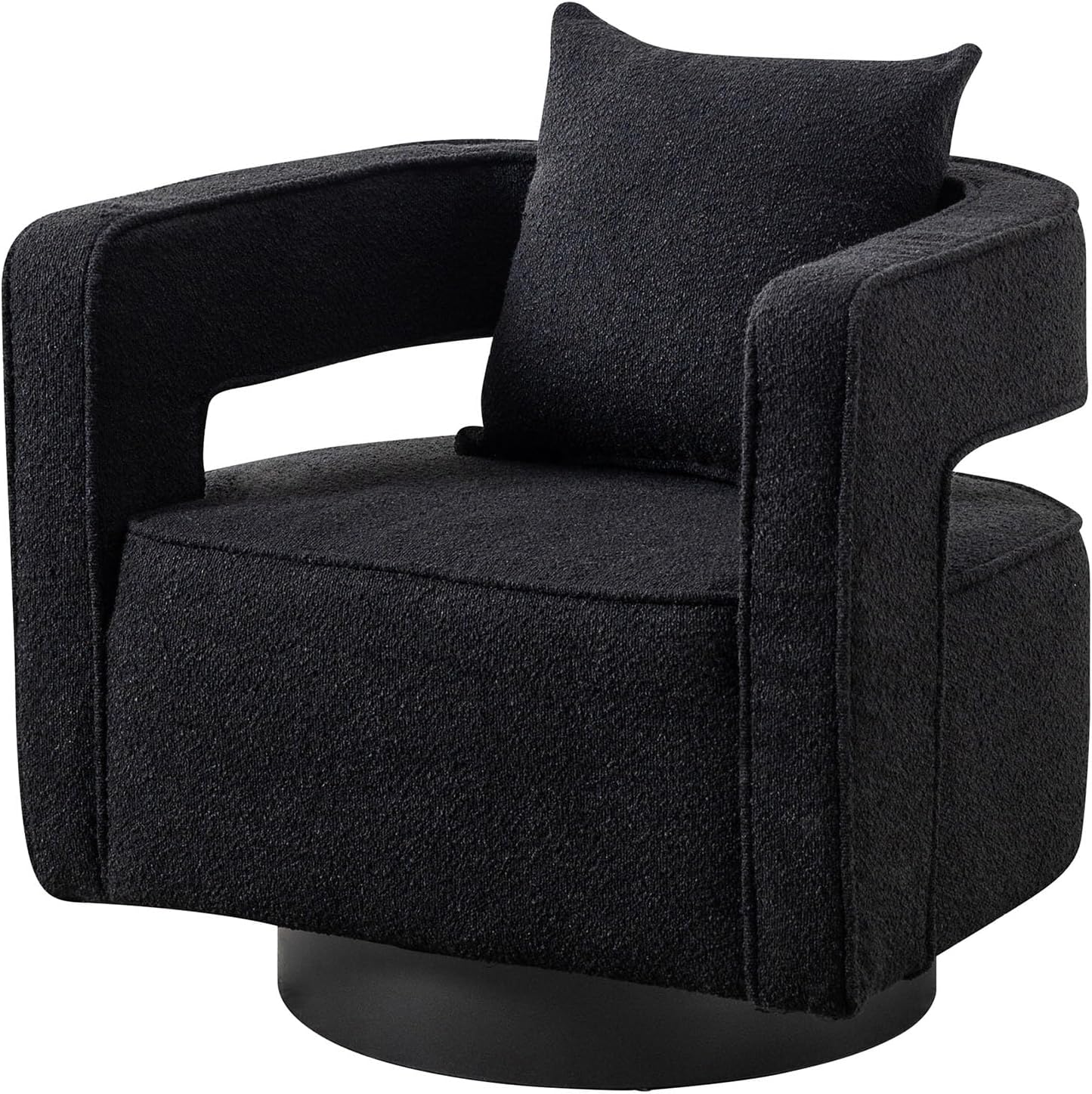 Swivel Barrel Chair Set of 2, Modern Teddy Round Accent Chairs Curved Open Back, 360 Degree Swivel Arm Chair with Pillow, Single Sofa Chair for Living Room Bedroom,Orange