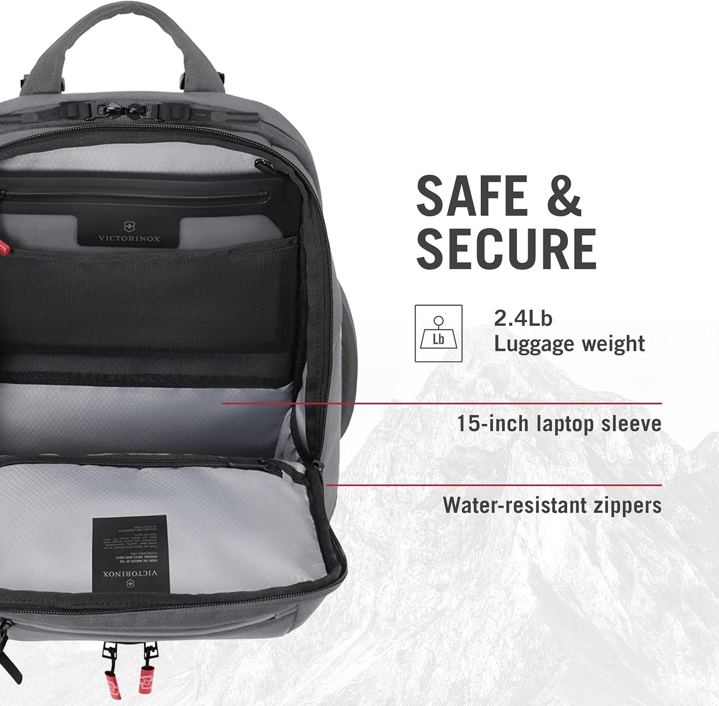 Victorinox Touring 2.0 Commuter Backpack - Professional, Durable 15" Laptop Backpack for Daily Use - Features Waterproof Pouch - 21 Liters, Light Gray