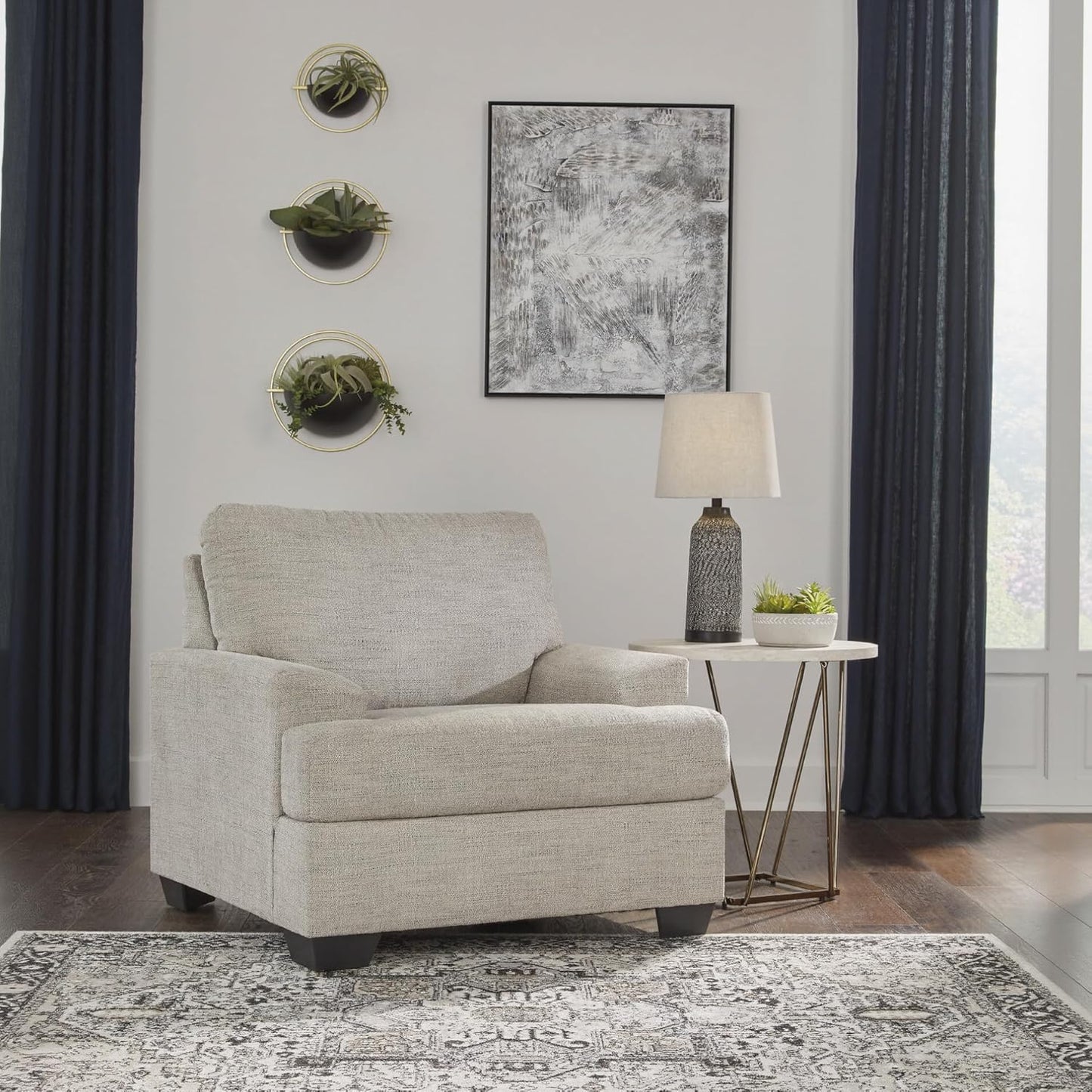 Signature Design by Ashley Vayda Casual Upholstered Chair, Light Gray