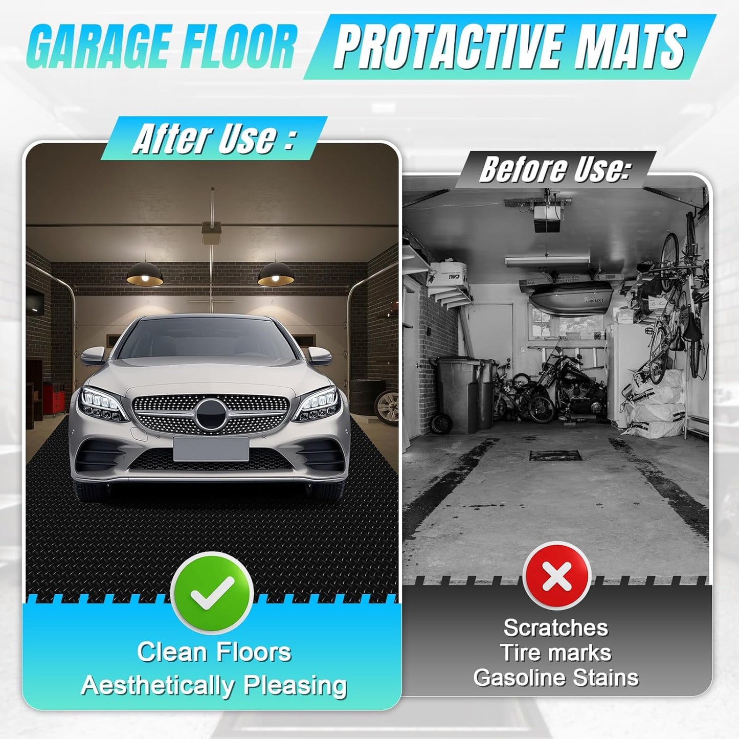 4 x 7 FT Garage Floor Mat, Diamond Plate Rubber Flooring Roll, PVC Garage Flooring Rolls for Under Car, Large SUVs, Pickup Truck, RV, Gym