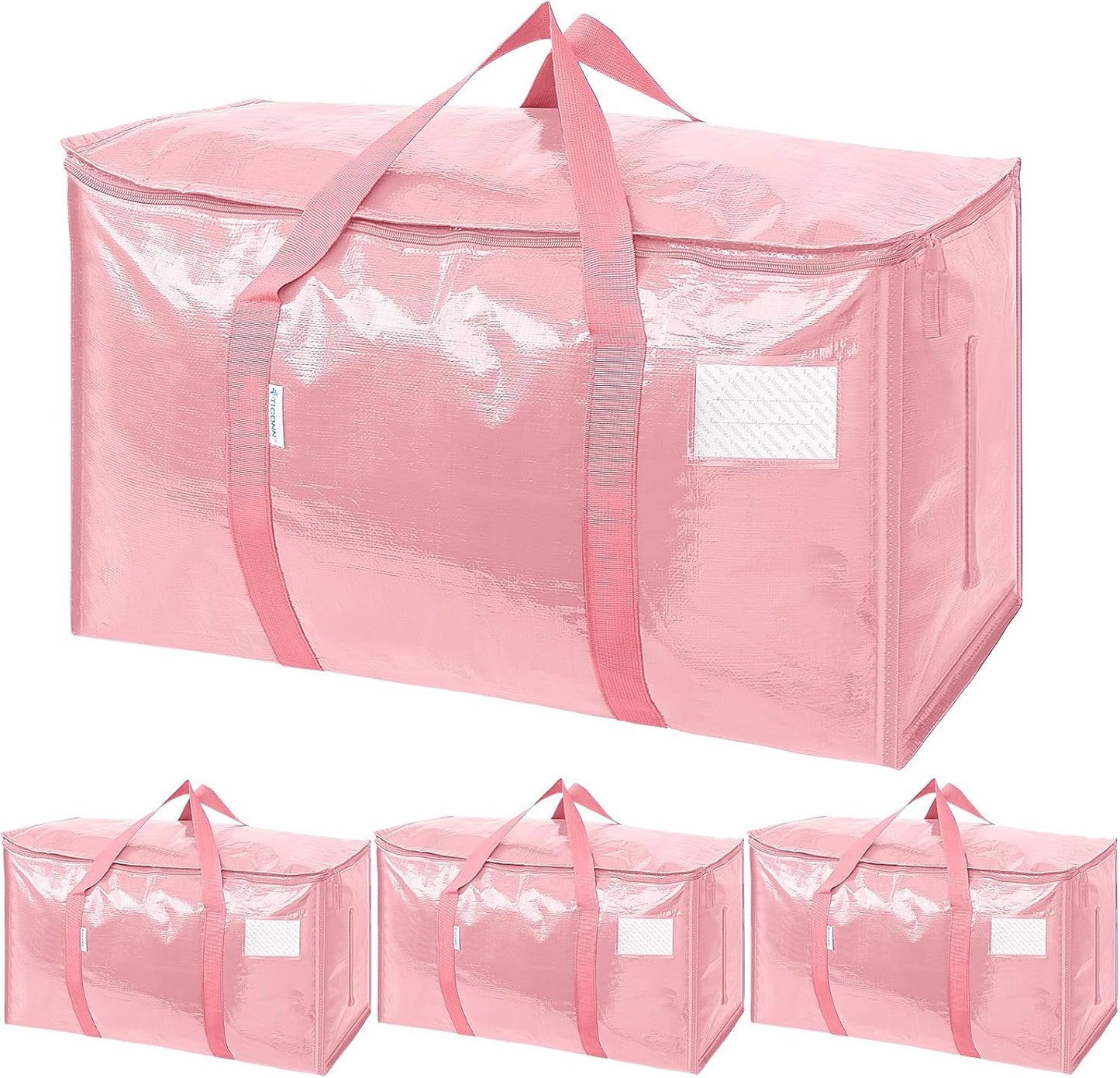 TICONN 6 Pack Extra Large Moving Bags with Zippers & Carrying Handles, Heavy-Duty Storage Tote Moving Boxes for Space Saving