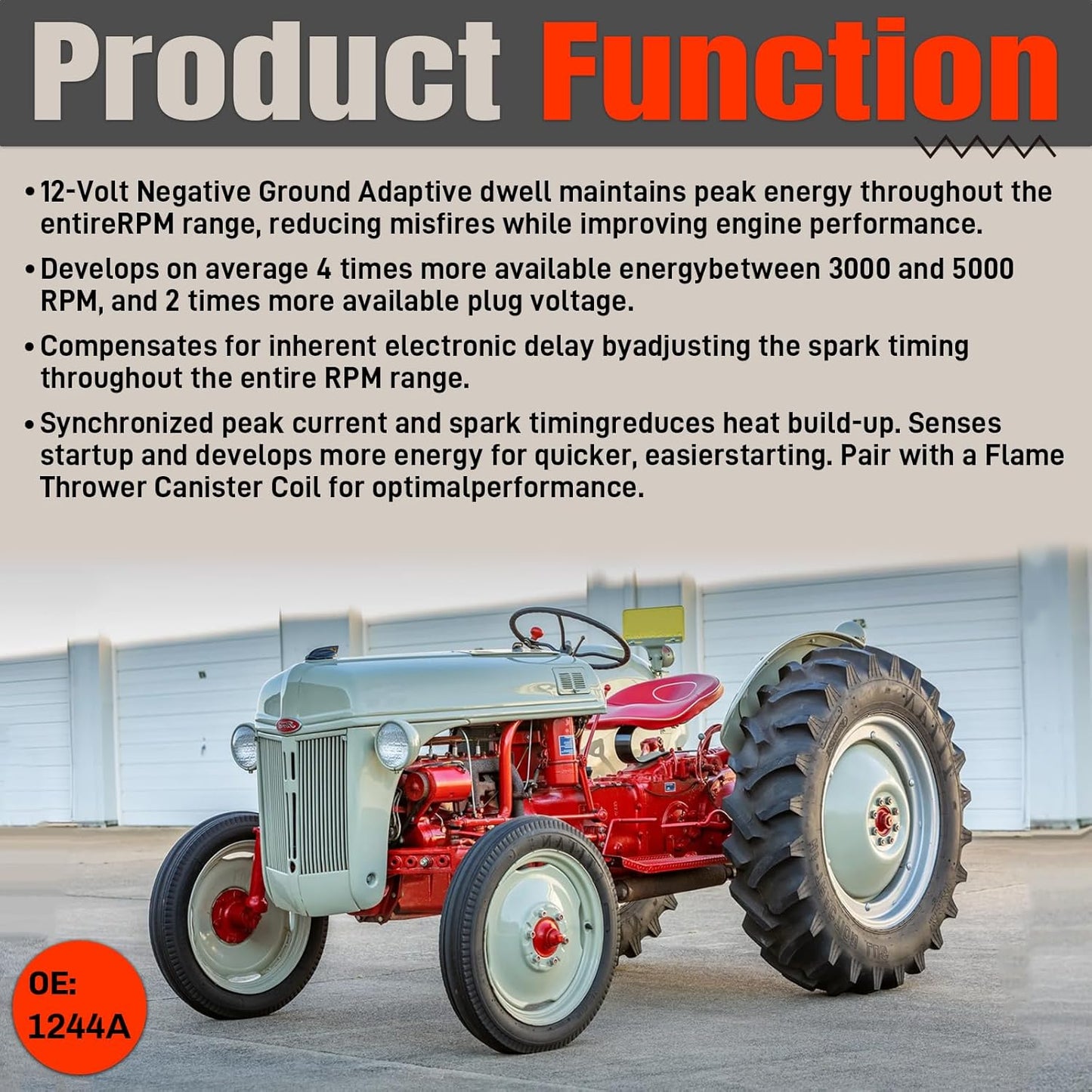 1244A Electronic Ignition Conversion Kit Compatible With Ford Tractors 2N 8N 9N 4 Cylinder Series 500 to 800, Side Mount Distributor & 12V Only