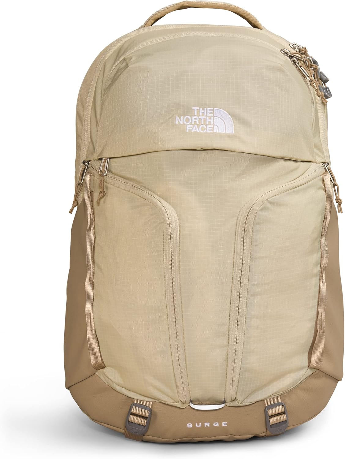 THE NORTH FACE Women's Surge Commuter Laptop Backpack | Everyday Travel Bag with 16" Laptop Sleeve, Water-Repellent Finish, Women-Specific Fit, TNF Black/TNF Black-NPF, One Size