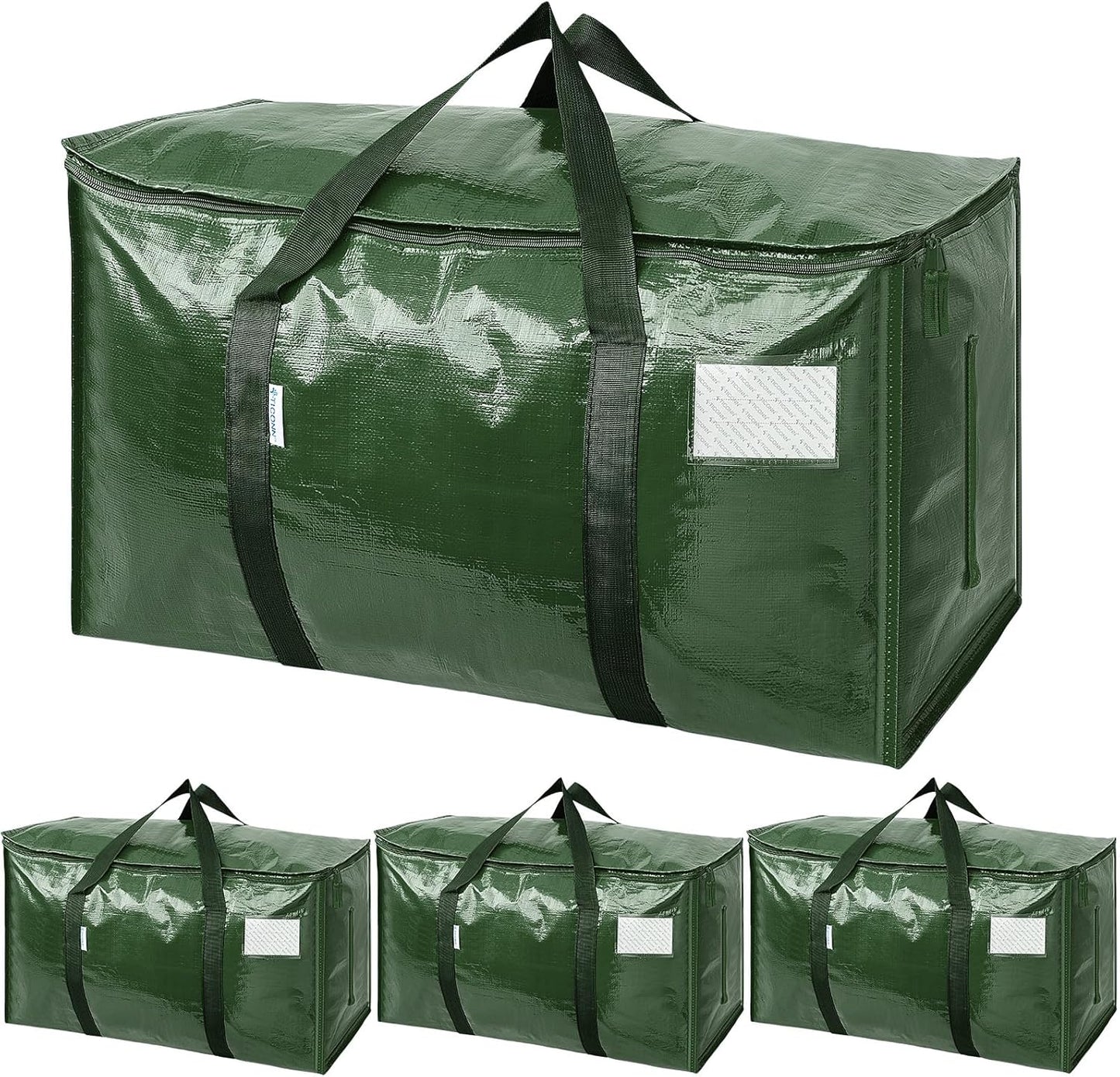 TICONN 6 Pack Extra Large Moving Bags with Zippers & Carrying Handles, Heavy-Duty Storage Tote Moving Boxes for Space Saving