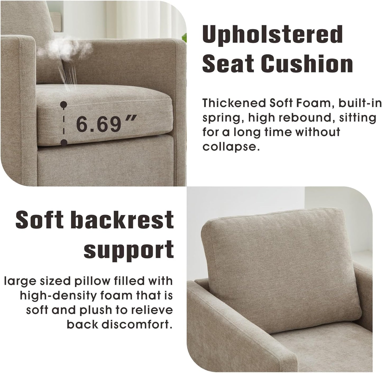 Sinzho & Wiyfun 30.7" W Upholstered Swivel Accent Chair Mid Century Modern Chenille Swivel Chairs for Living Room, Taupe