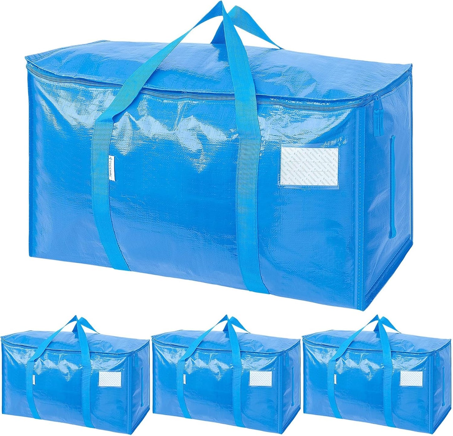 TICONN 6 Pack Extra Large Moving Bags with Zippers & Carrying Handles, Heavy-Duty Storage Tote Moving Boxes for Space Saving