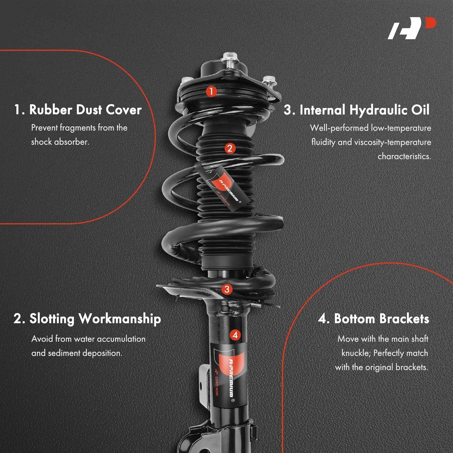 A-Premium Front Pair (2) Complete Strut & Coil Spring Assembly Compatible with Kia Optima 2012 2013 2014 2015, Driver and Passenger Side