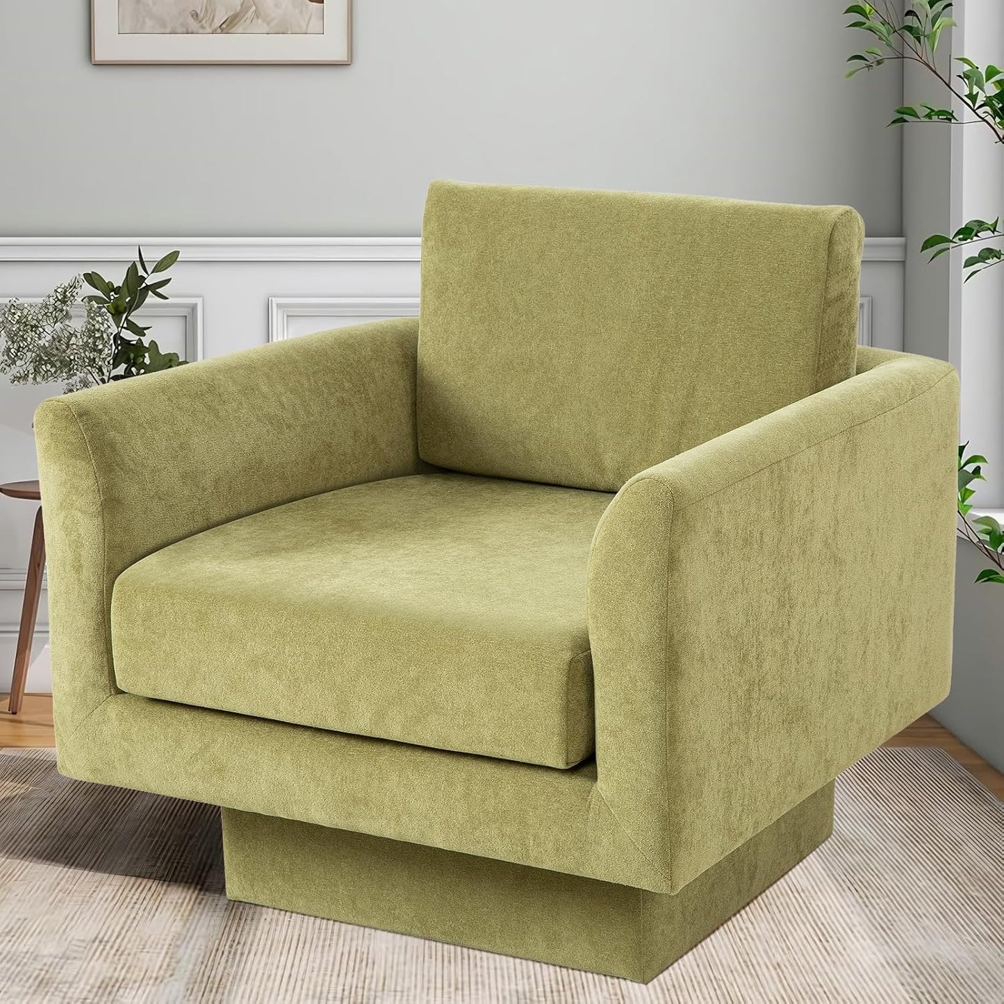 Swivel Accent Chair Set of 2, Modern Swivel Barrel Chair Sofa, Wide Upholstered Armchair with Back Pillow for Living Room, Reading Nook, Bedroom-Cream