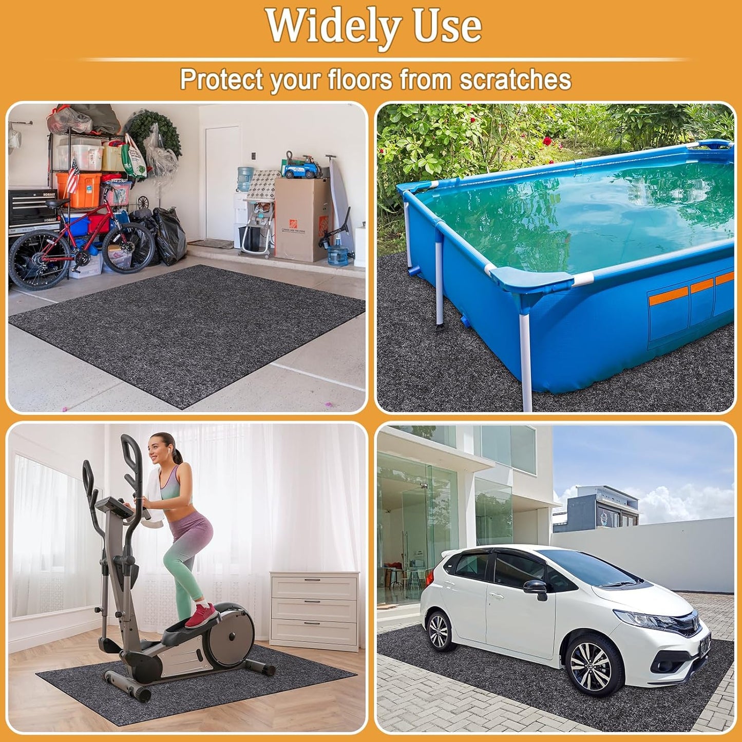 12.2 x 10.2 Ft Outdoor Storage Shed Floor Mat Waterproof, 500g/㎡ Thickened Washable Furniture Dustproof Anti-Slip Pad for Patio, Moto, Car for Protect Flooring from Wear, Carport Dustproof Oil Mat