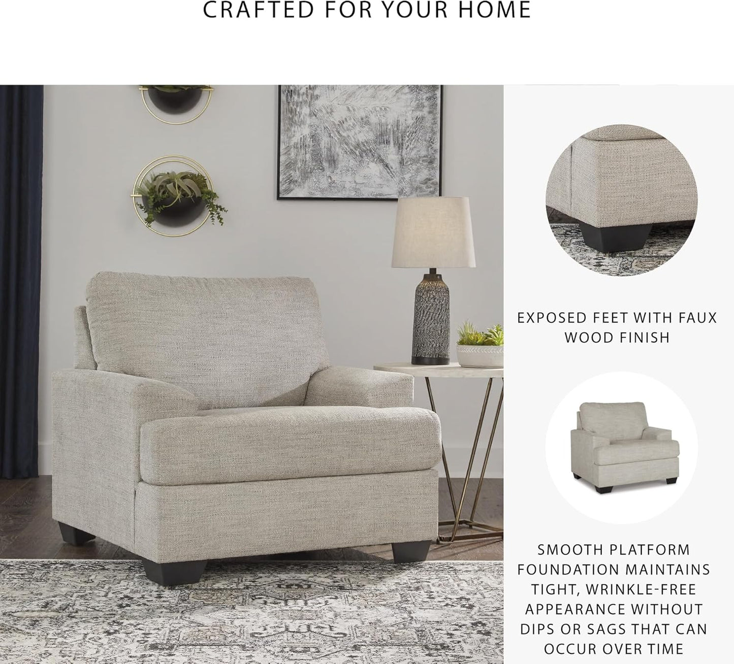 Signature Design by Ashley Vayda Casual Upholstered Chair, Light Gray