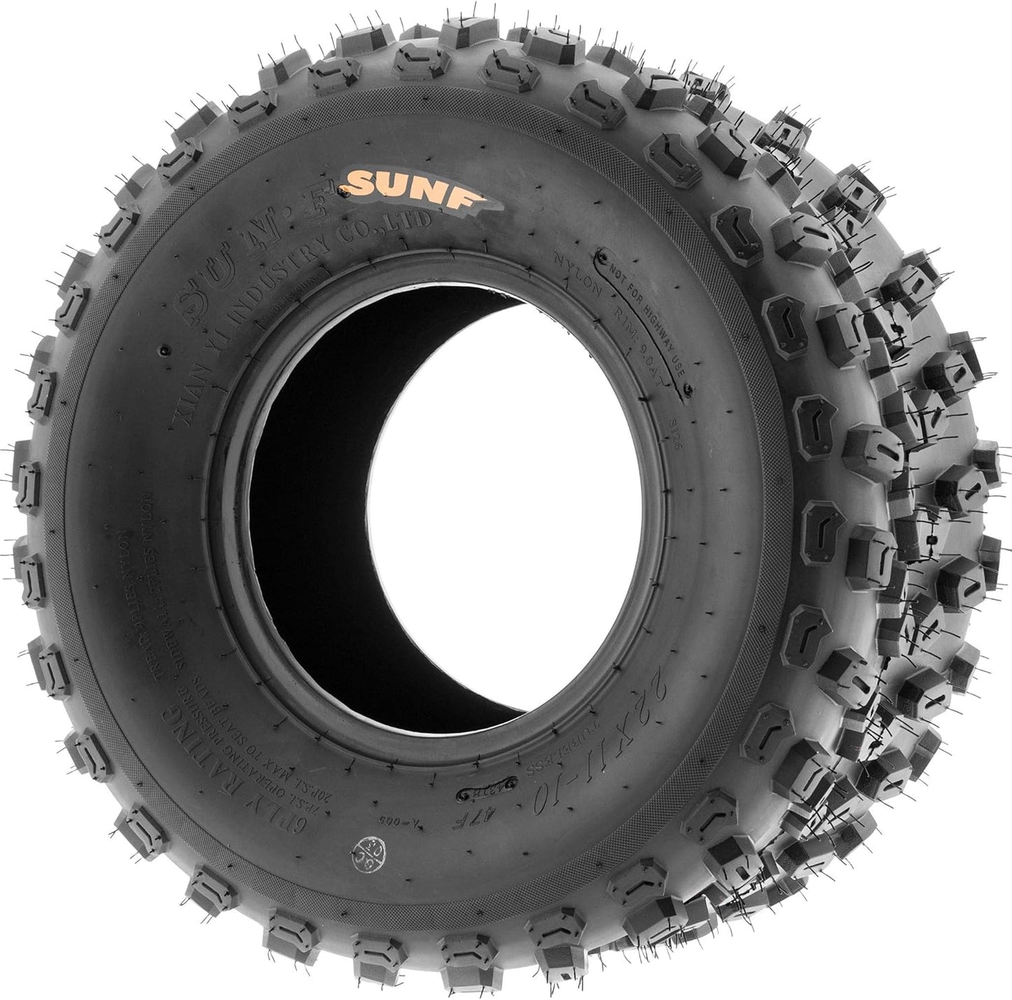 Set of 2 SunF A005 ATV UTV Off-Road Tires 22x11-10, 6-PR, Knobby Tread for Trail/XC/Sport