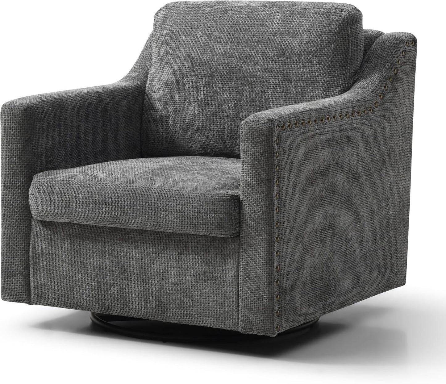 Swivel Accent Chair Oversized Arm Chair with Chenille Fabric Comfy Reading Barrel Chair Modern Living Room Chair with Thick Soft Cushion Wide Single Sofa Chair for Living Room (Beige, Set of 2)