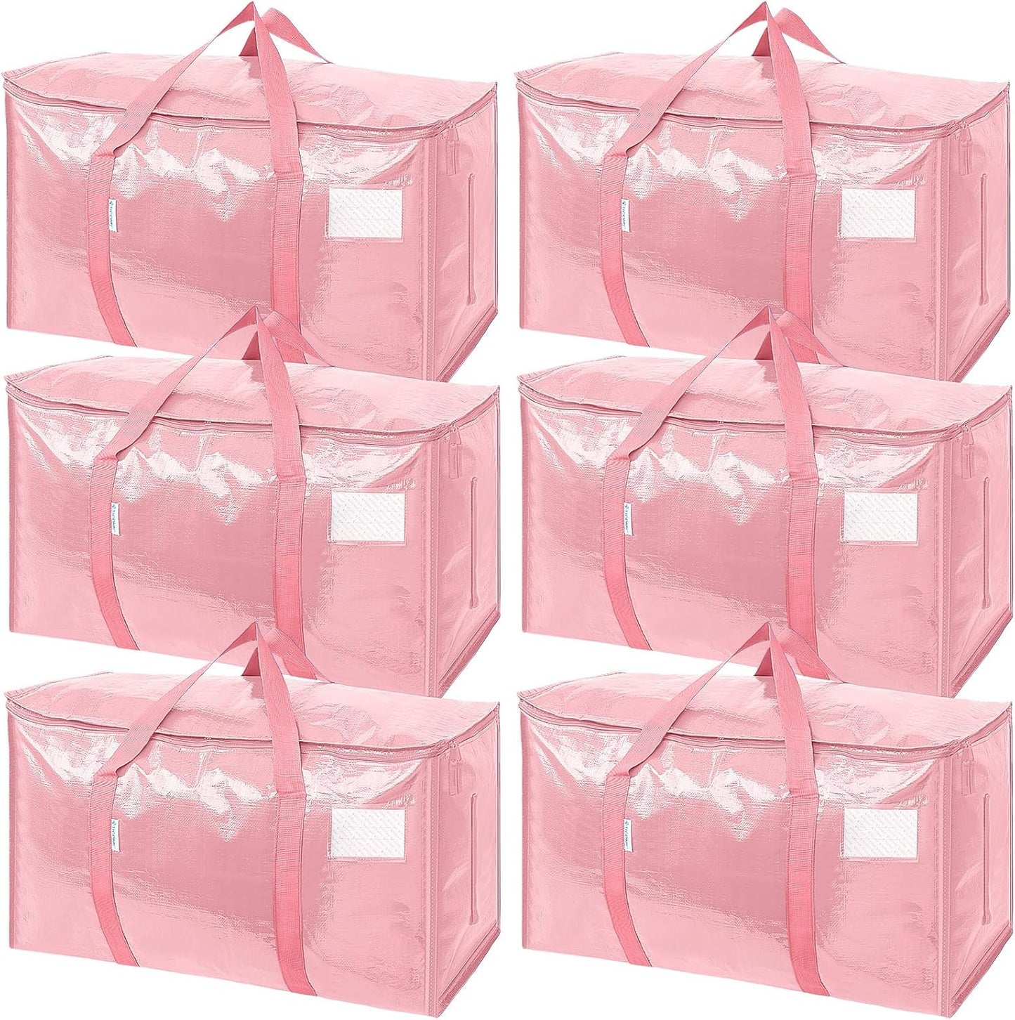 TICONN 6 Pack Extra Large Moving Bags with Zippers & Carrying Handles, Heavy-Duty Storage Tote Moving Boxes for Space Saving