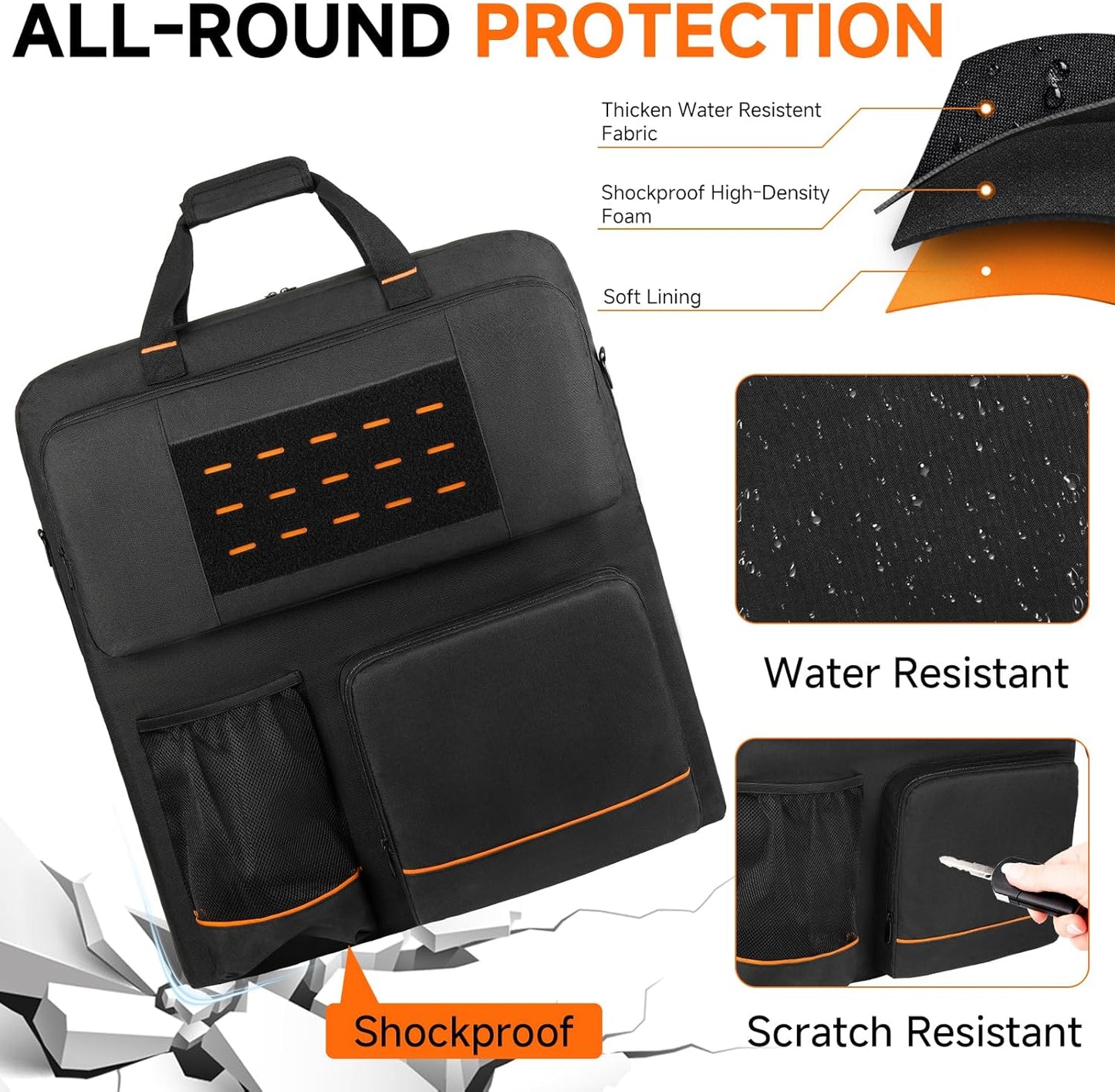 Solar Panel Storage Bag Compatible with Jackery SolarSaga 100X/200W & Anker SOLIX PS100 PS200 - Padded Case for 2 Panels, Shoulder Strap & Multi-Pockets