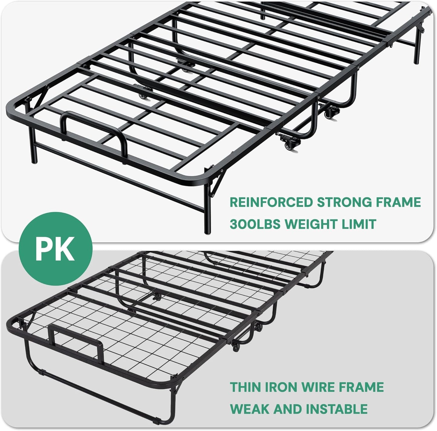 SunsGrove Twin Folding Bed with Mattress, 75" x 38" Folded Bed, Rollaway Bed Guest Bed Portable Foldable Extra Bed for Adults, Fold up Bed with 5" Memory Foam Mattress, Space-Saving Sturdy Metal Frame