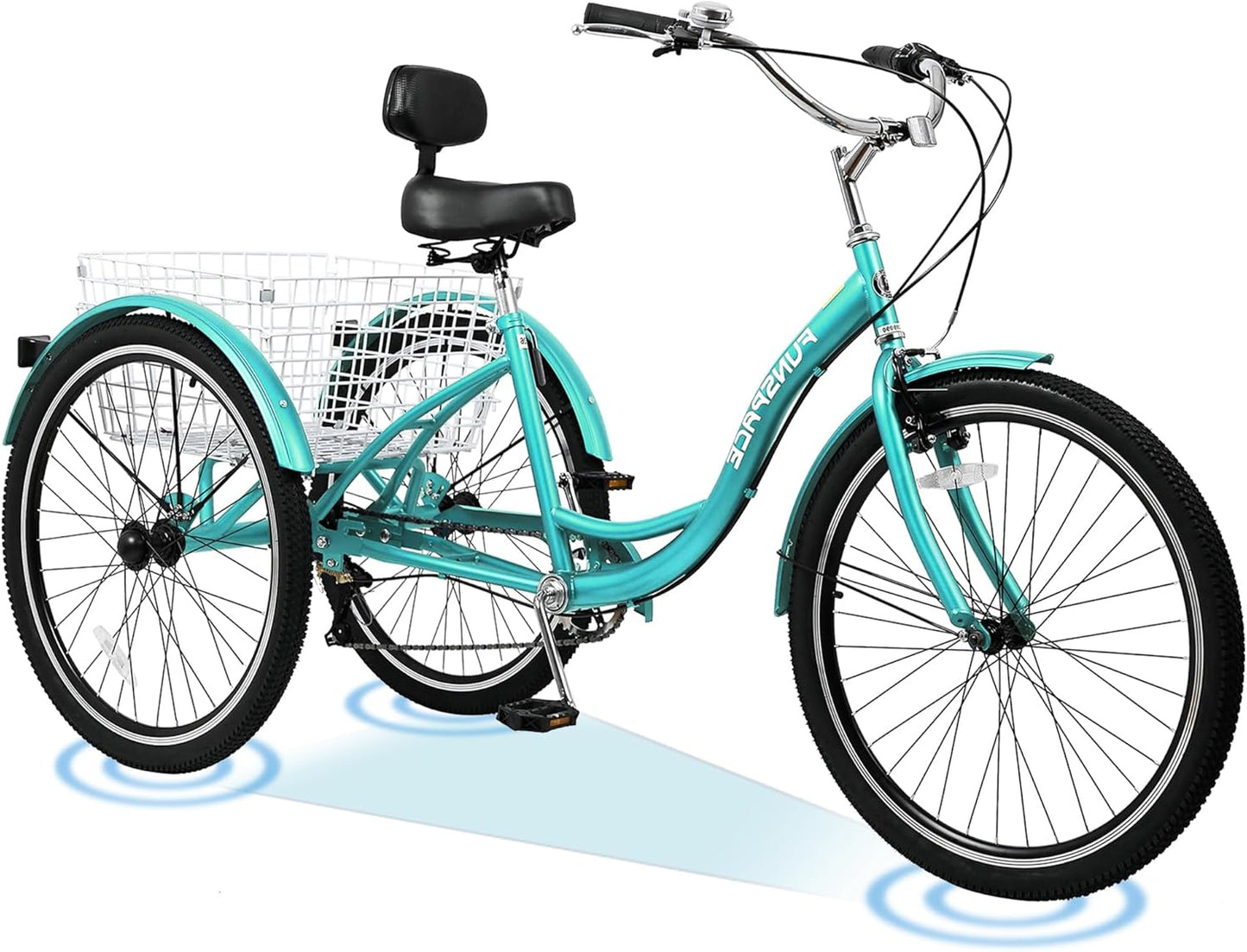 ABORON Adults Tricycle, 3 Wheels Bike for Adult, Tricycle for Adults, Double-Wall Wheel Rims, Tricycle for Women Men Exercise Outdoor Sports