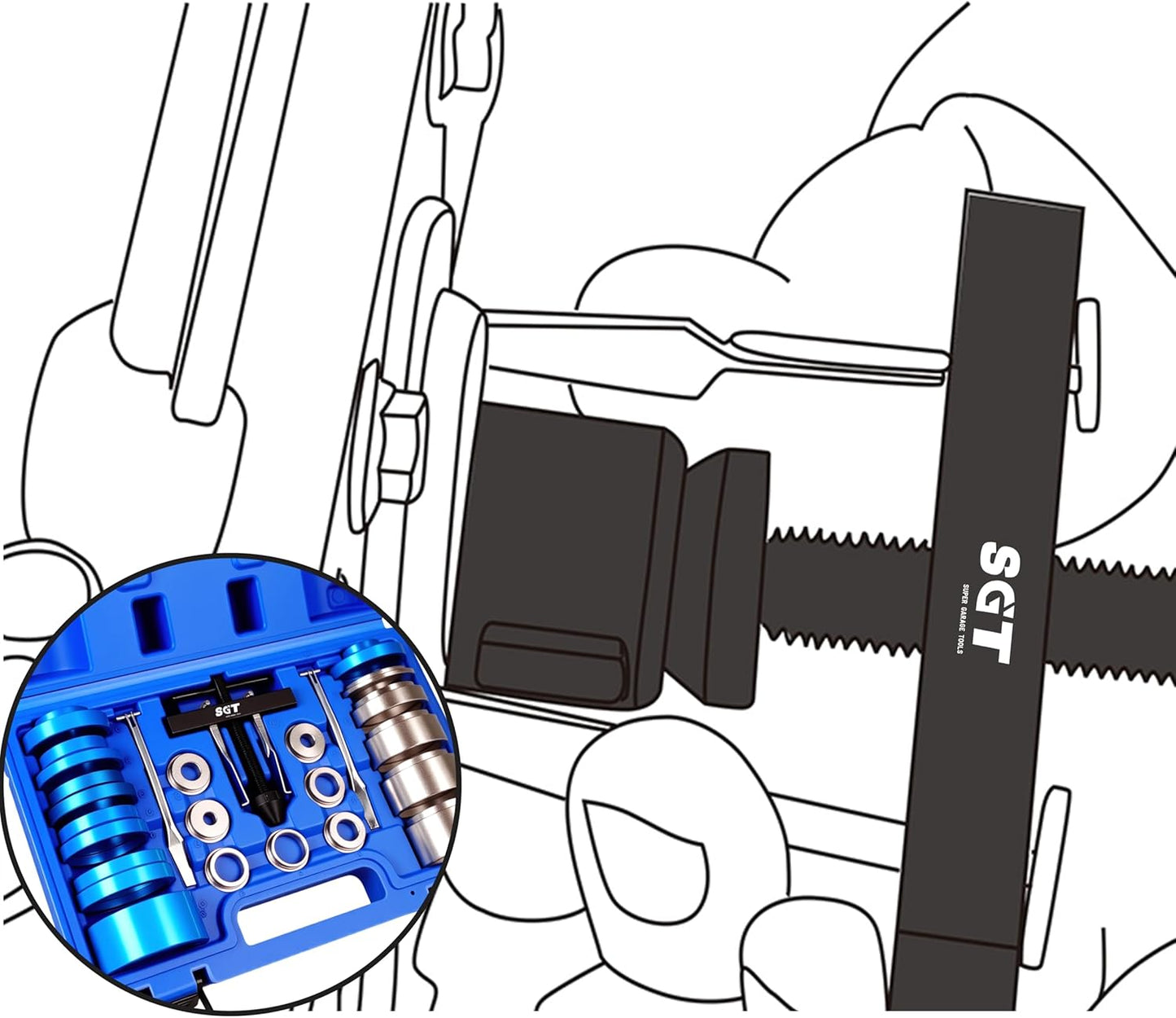 SGT Crank Bearing Camshaft Seal Installer and Remover Set,33pcs Crank Bearing Camshaft Seal with Seal Puller,Crank Seal Installer kit for Automotive Engine Repair