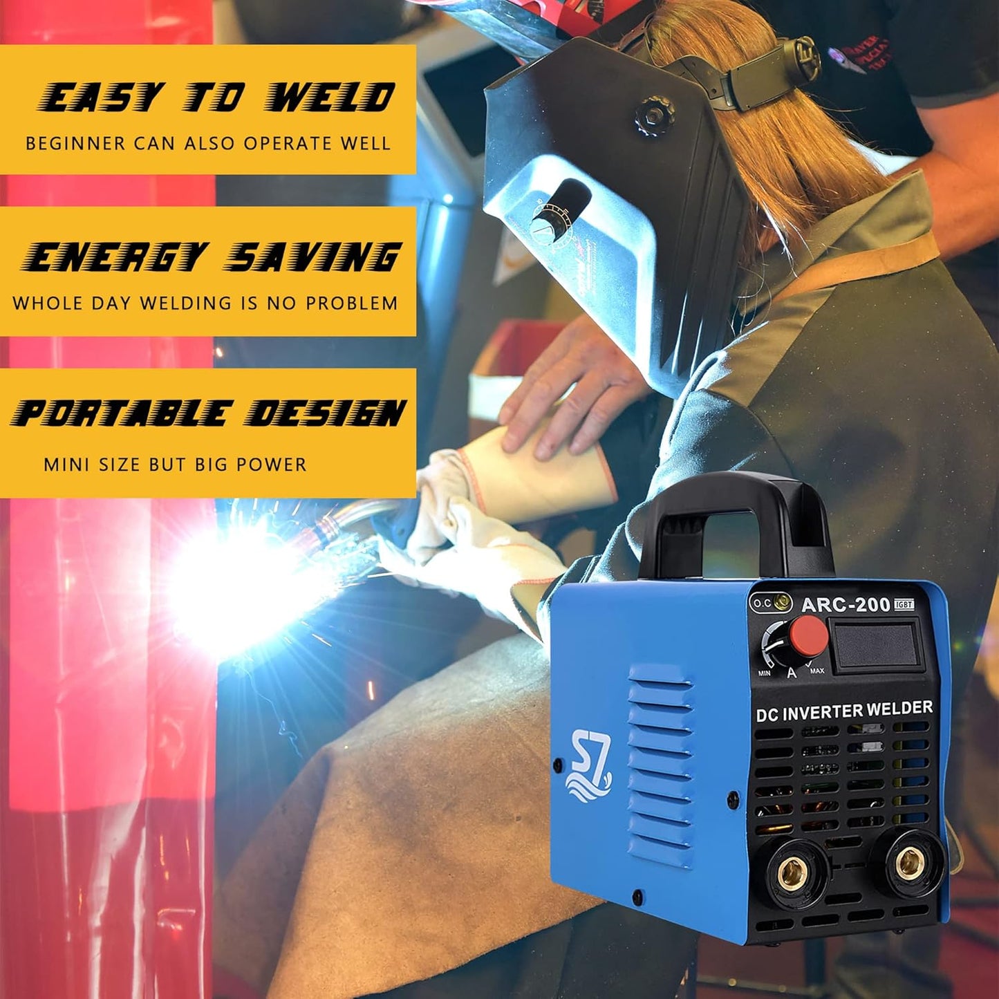 ARC Welder, 200Amp 110V Welding Machine IGBT Inverter Hot Start Portable Welder With LCD Display, Fits 4.2 MM Welding Rod Equipment With Accessories