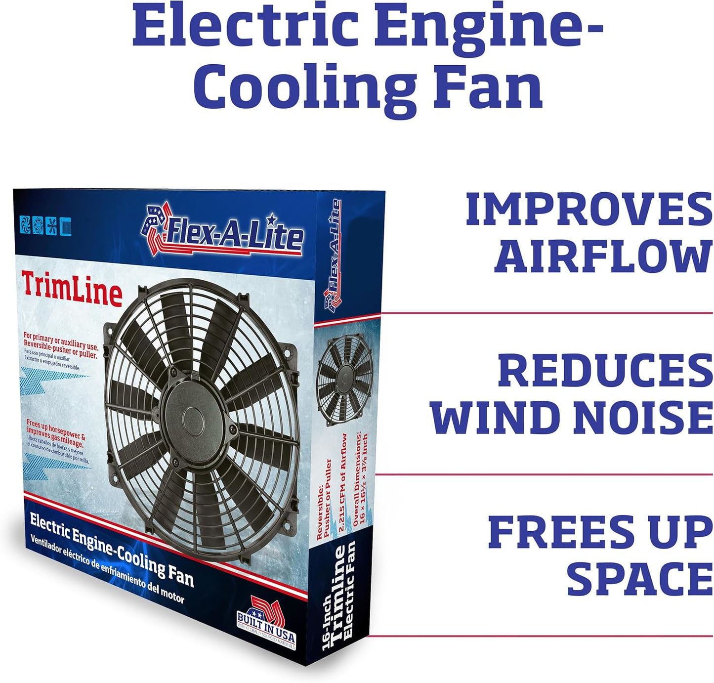 Trimline Reversible Electric Fan, Pusher-Puller Fan (116), Car Accessories, 16 Inches Black