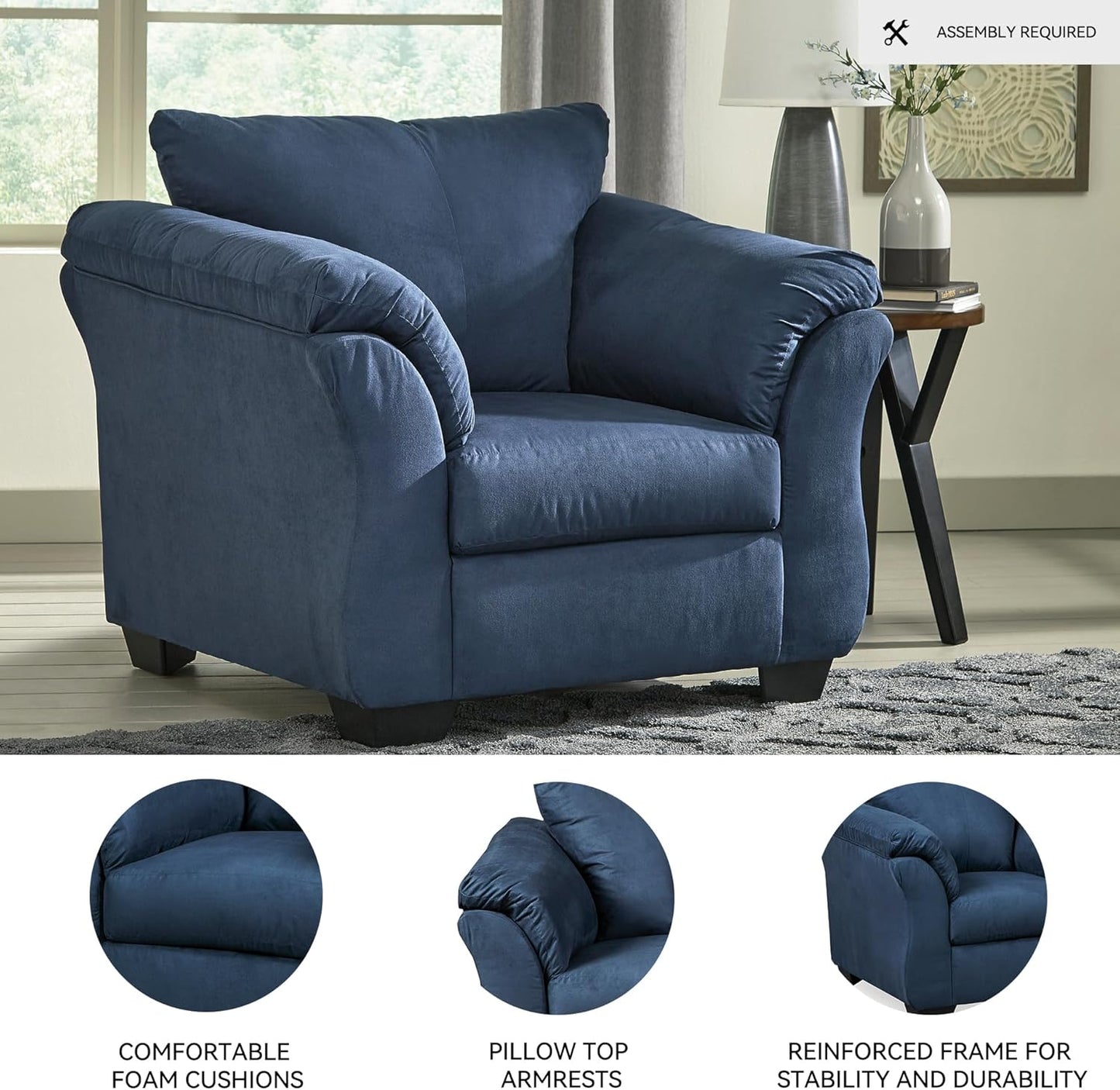 Signature Design by Ashley Darcy Casual Plush Chair, Dark Blue