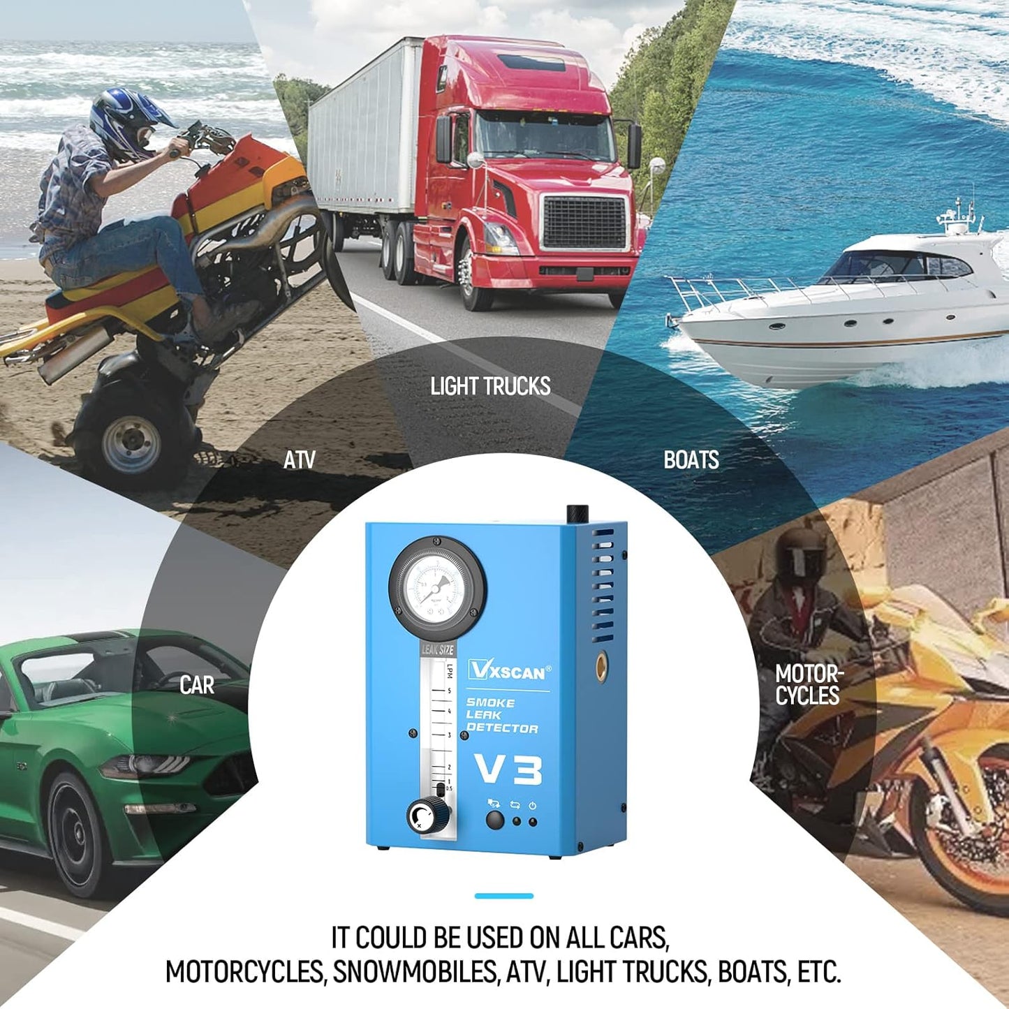 Automotive Smoke Machine Leak Detector,EVAP Smoke Machine for Cars with Built-in Air Pump and Pressure Gauge, Flow Meter, Dual Mode for All DC12V Vehicles in Vacuum,Fuel and Other Cars System